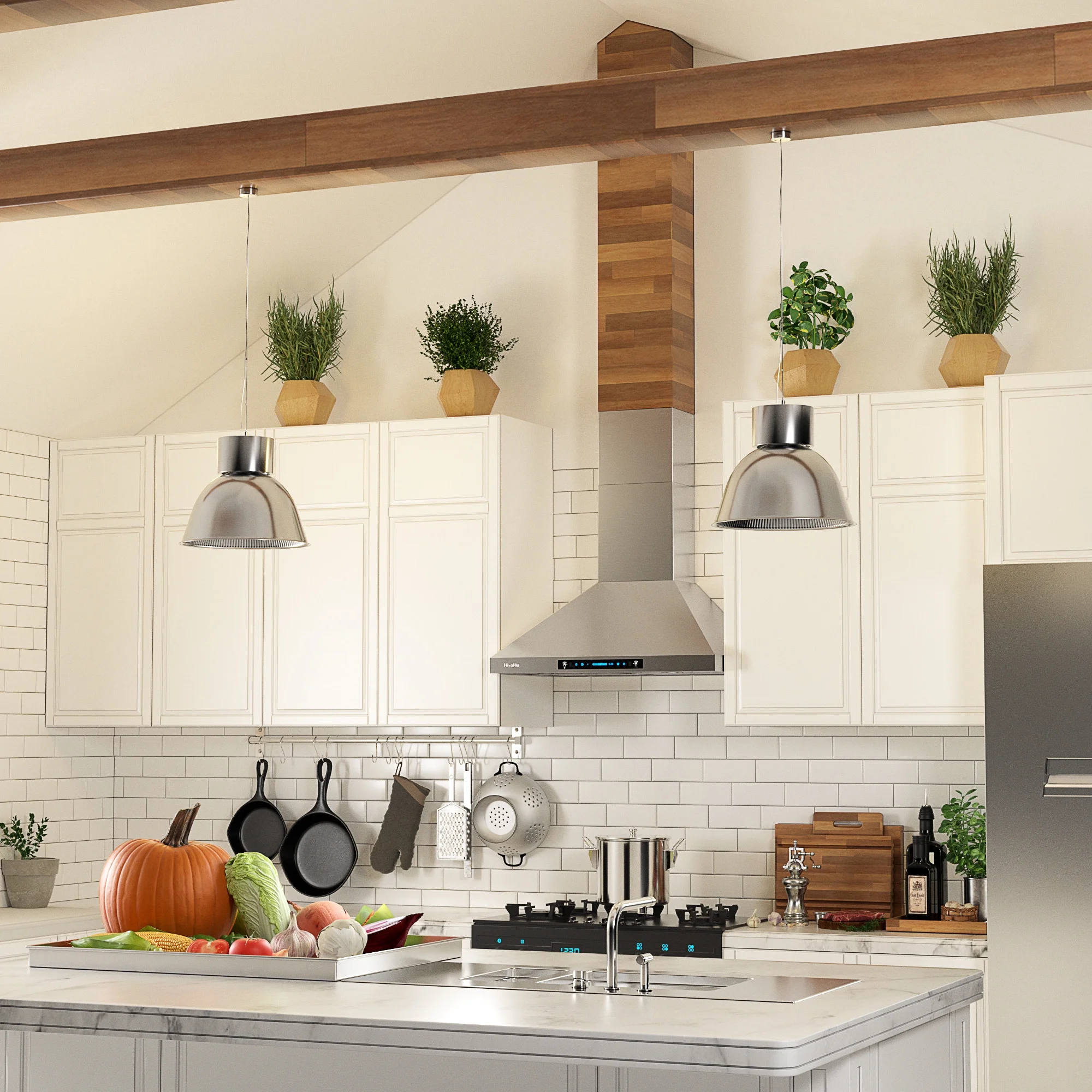 HisoHu Wall Mount Range Hood with Ducted/Ductless Convertible Duct, 30 Inch 780 CFM Stainless Steel Vent Hood, 4 Speed Gesture Sensing Exhaust Hood with Dimmable LED lights(A02-30')