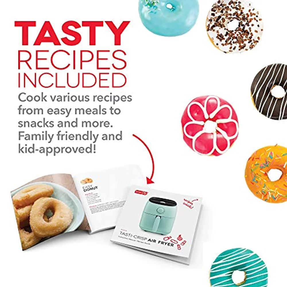 Dash Tasti Crisp Electric Air Fryer Oven Cooker with Temperature Control Non stick Fry Basket Recipe Guide Auto Shut Off Feature 1000 Watt 2 6 Quart Teal