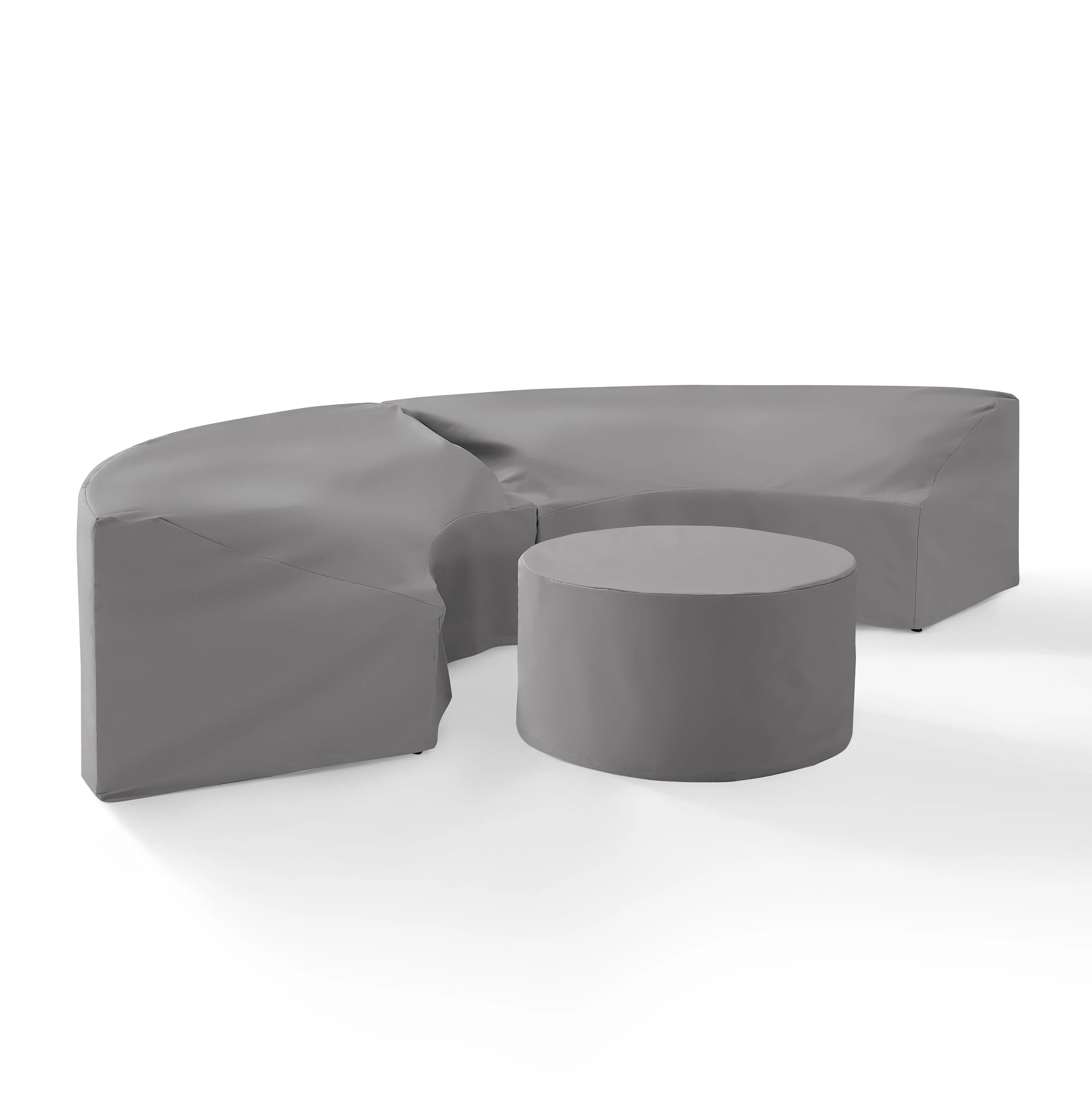 Crosley Catalina 3Pc Furniture Cover Set Gray - 2 Round Sectional Sofas & Coffee Table