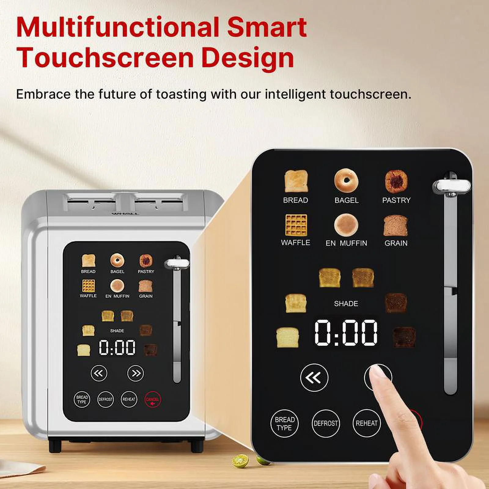 2024 Hot 2 Slice Toaster with�� Stainless Steel Digital Timer Toaster with Sound Smart Extra Wide Slots Toaster with Bagel Cancel Defrost 6 Bread Types & 6 Shade Settings grandmoth