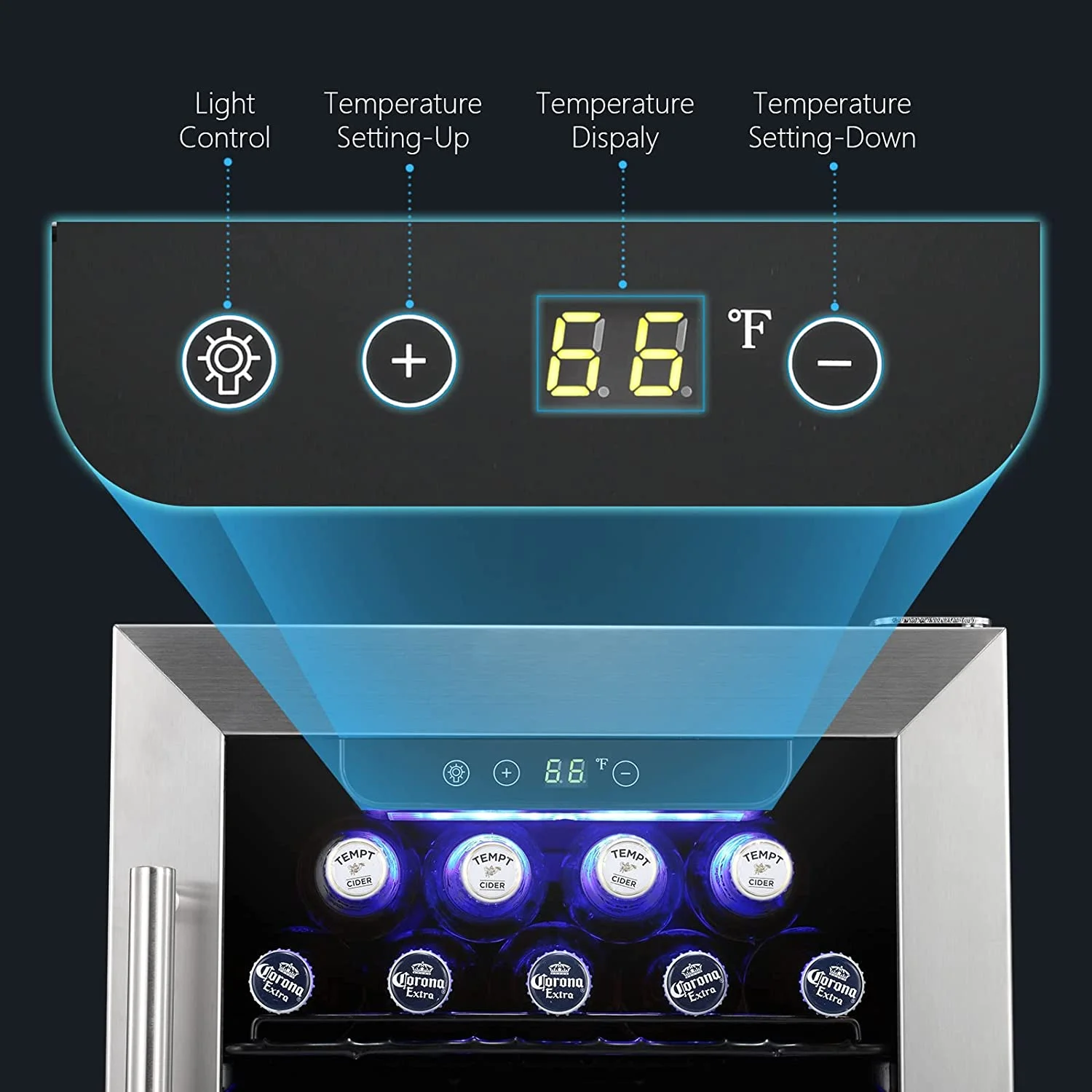 KISSAIR 2.9 Cu. Ft Beverage Refrigerator Cooler - Wine Cooler Beverage Center Low Noise Transparent Glass Door LED Light Quick Cooling System with a Lock 115V 60Hz for Home and Bar Small Drink