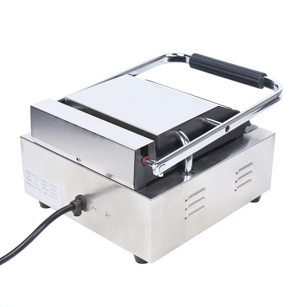 CNCEST Single Grill Panini Maker Commercial Sandwich Press Grill Griddle Smooth Flat NonStick 1800W