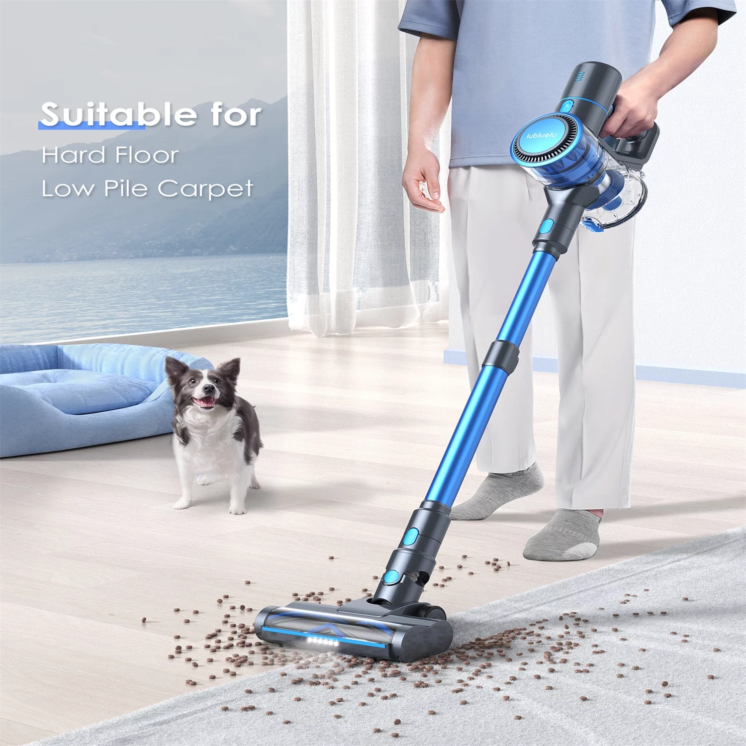 Cordless Vacuum Cleaner Powerful Suction Stick Vacuum Handheld Vacuum Cleaner Blue