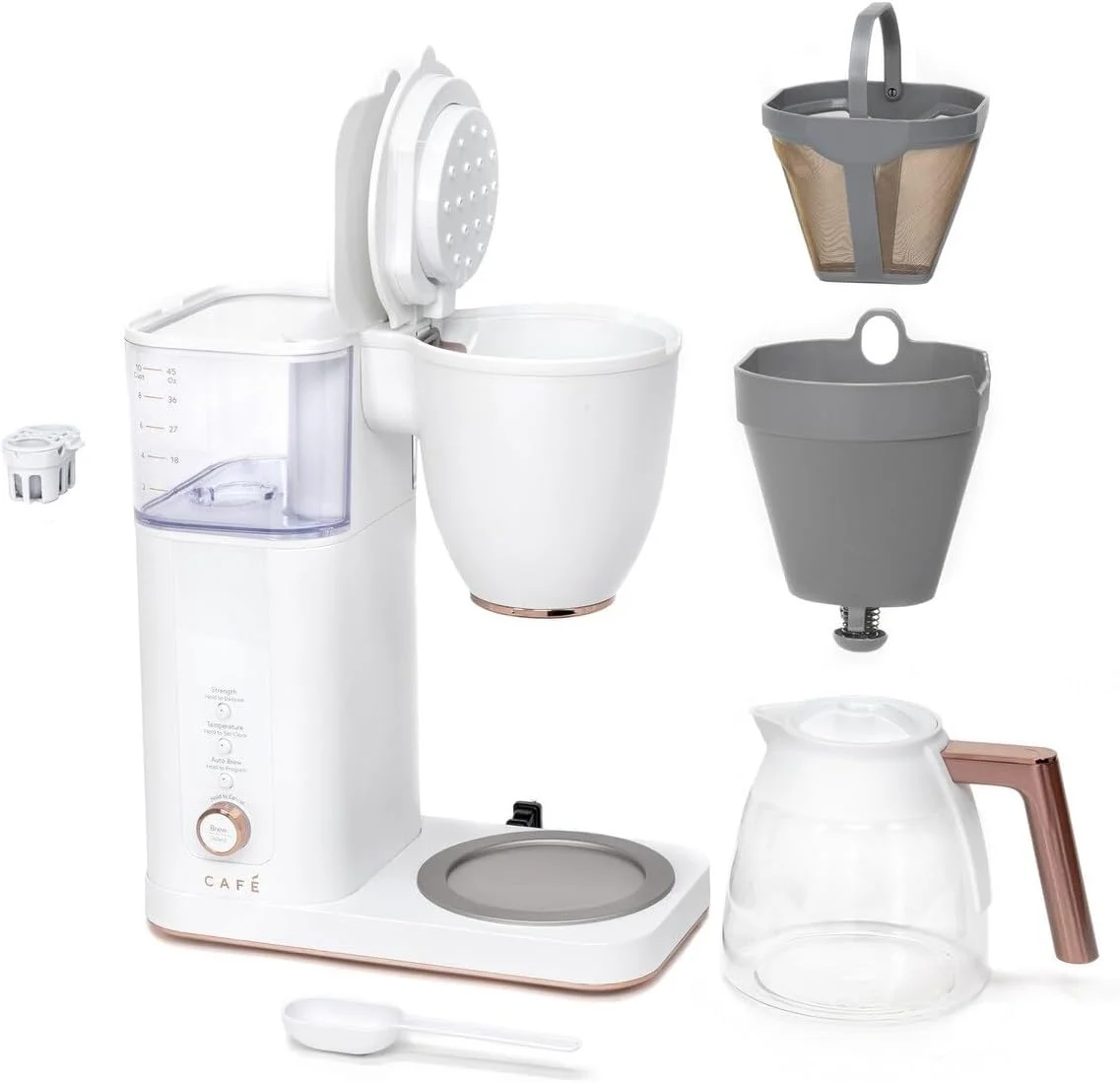 Cafe Specialty Drip Coffee Maker , 10-Cup Glass Carafe , WiFi Enabled Voice-to-Brew Technology , Smart Home Kitchen Essentials , SCA Certified, Barista-Quality Brew , Matte White