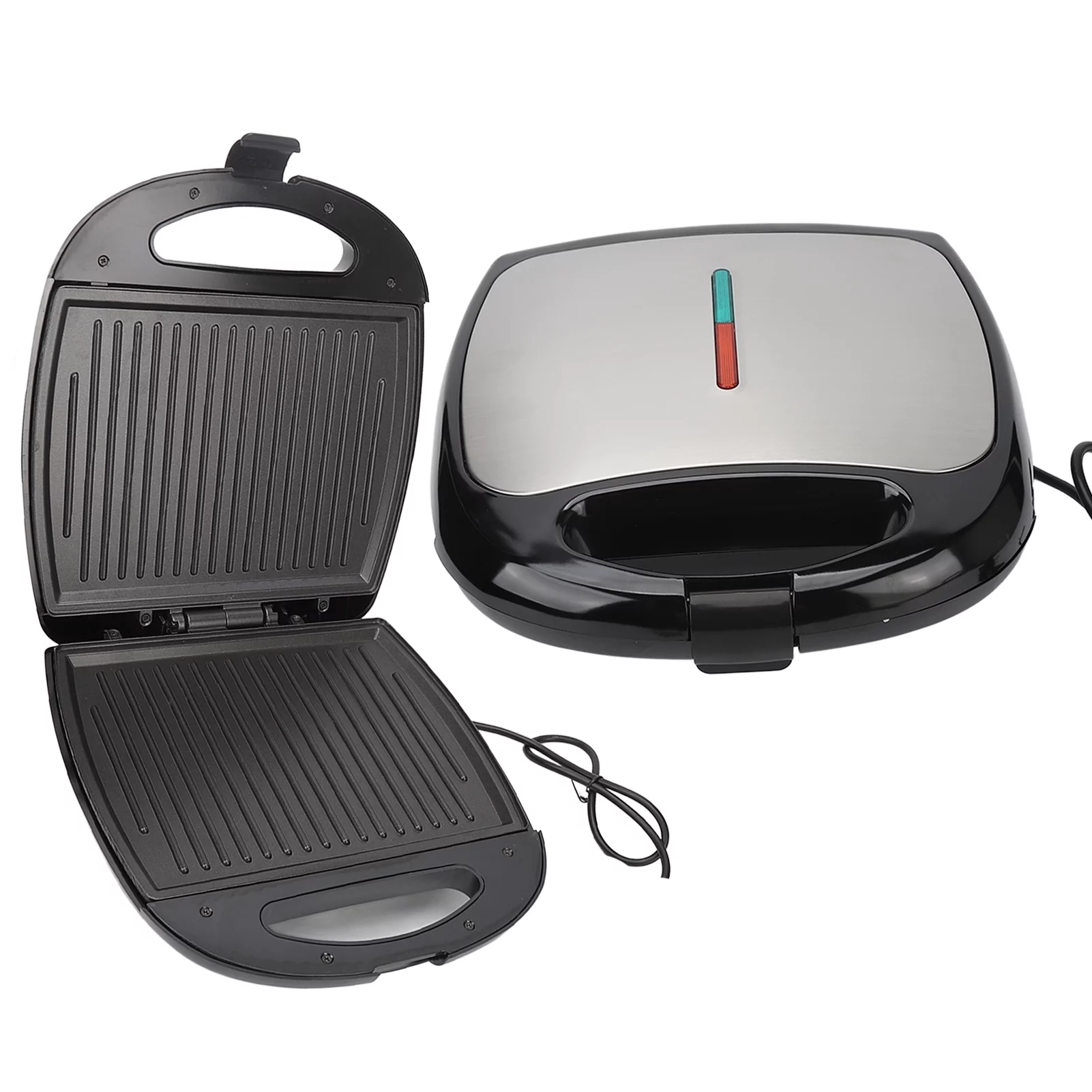 1000W Sandwich Maker Non Stick Plate Double Sided Flip Electric Panini Press Grill for Breakfast Picnic