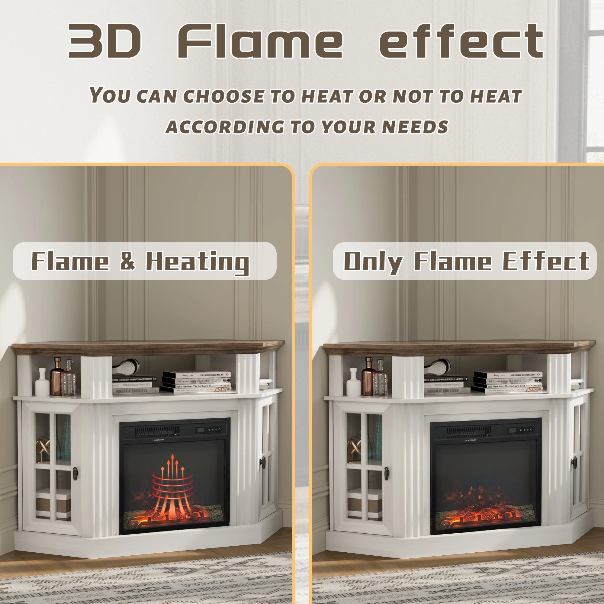 Homall Corner Fireplace TV Stand Modern Farmhouse TV Stand with Electric Fireplace for TVs up to 50