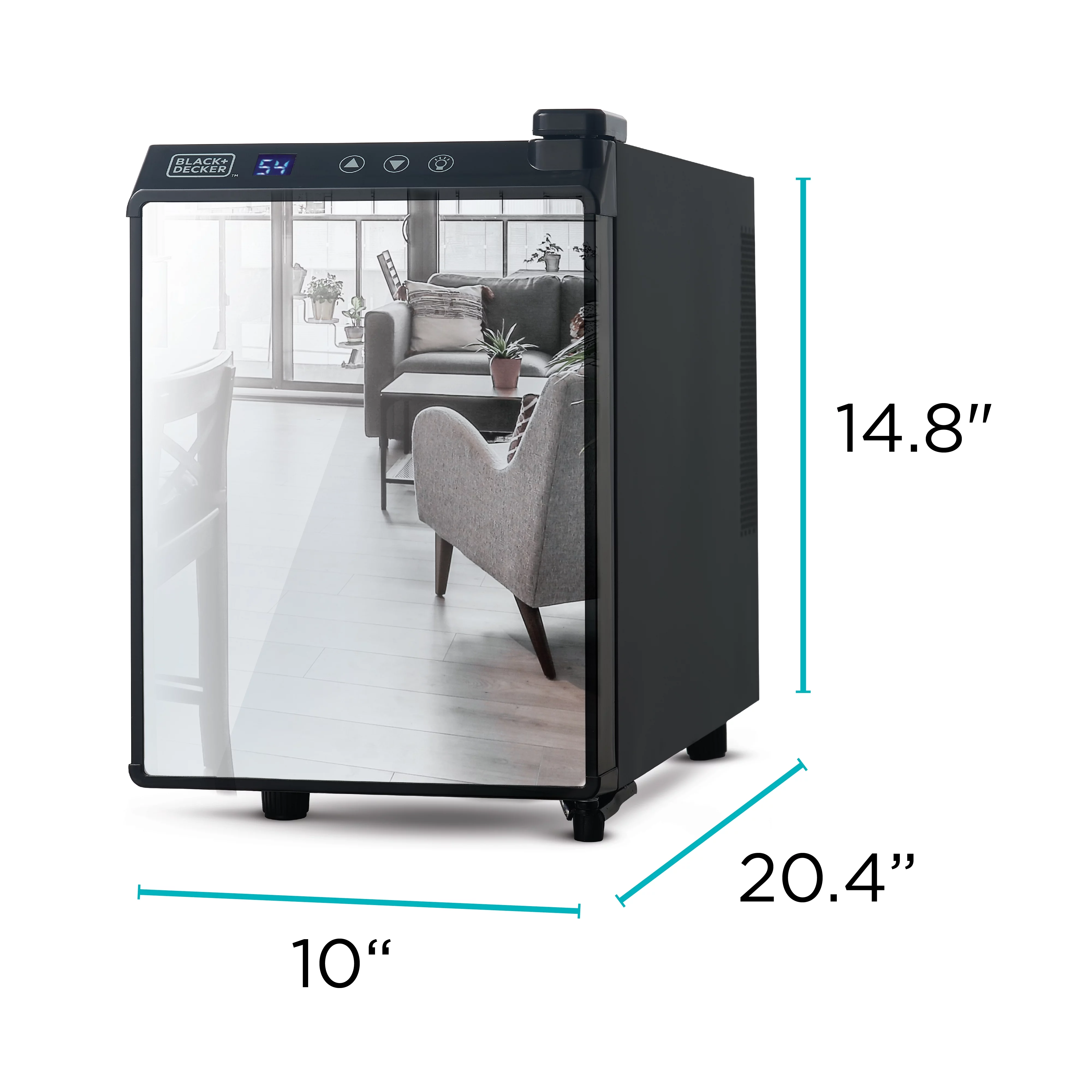 BLACK+DECKER BD60316 Thermoelectric 6-Bottle Wine Cellar, Mirrored Glass Door with Black Trim