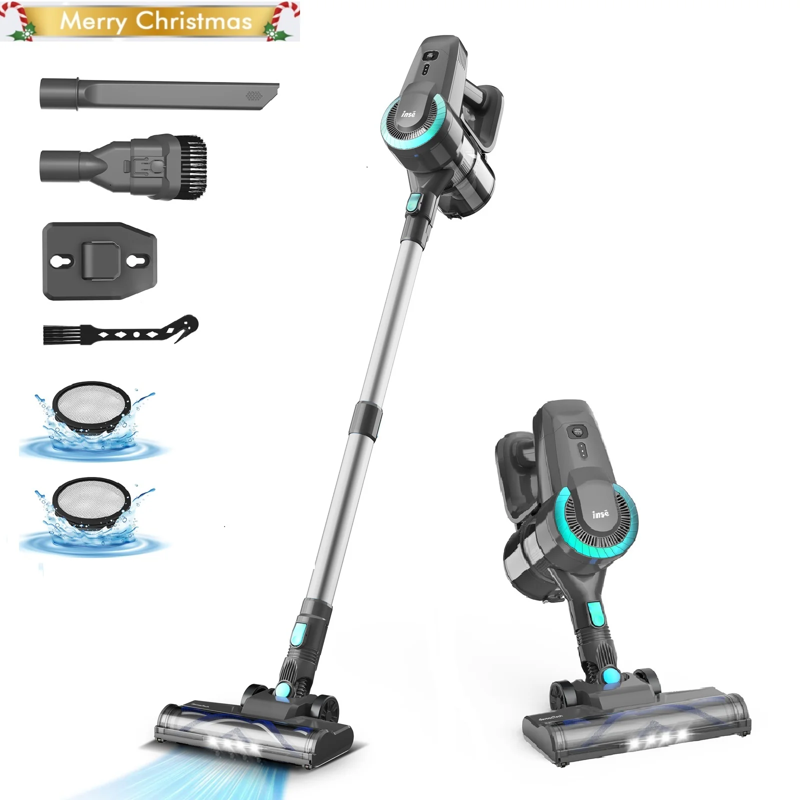 INSE Cordless Vacuum Cleaner,6 in 1 Powerful Stick Handheld Vacuum with 2200mAh Rechargeable Battery,20Kpa Vacuum Cleaner,40min Runtime,Lightweight Cordless Stick Vacuum for Hard Floor Carpet Pet Hair