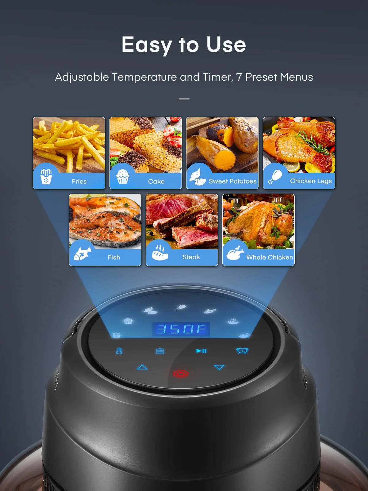 FOHERE Air Fryer Lid 7-in-1 for Instant Pot 6&8 Qt, Crisp Lid Touchscreen, Turn Your Pressure Cooker Into Air Fryer in Seconds, Accessories and Recipe Cookbook Included