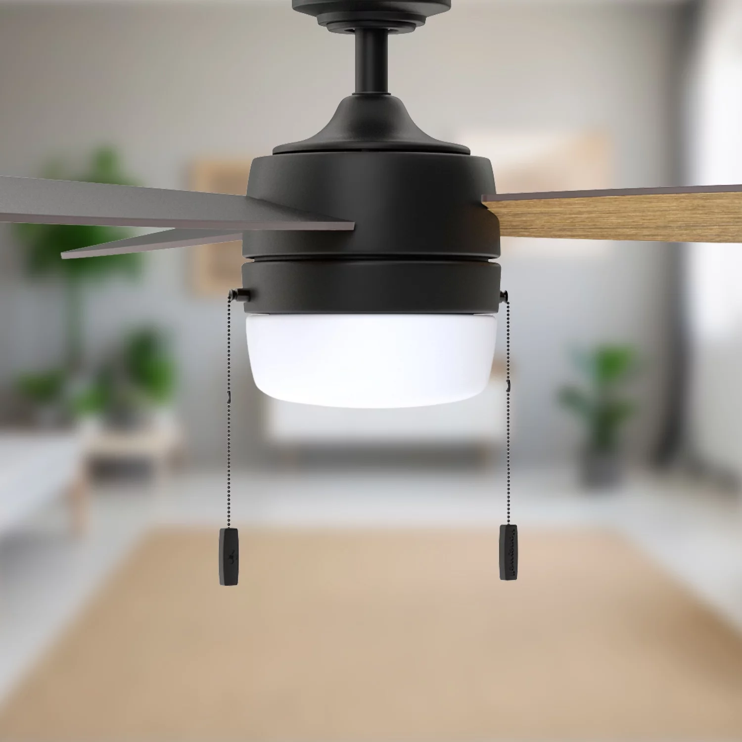 Honeywell Barcadero 44' Black Modern Ceiling Fan with 3 Blades, LED Light Kit, Pull Chains & Reverse Airflow