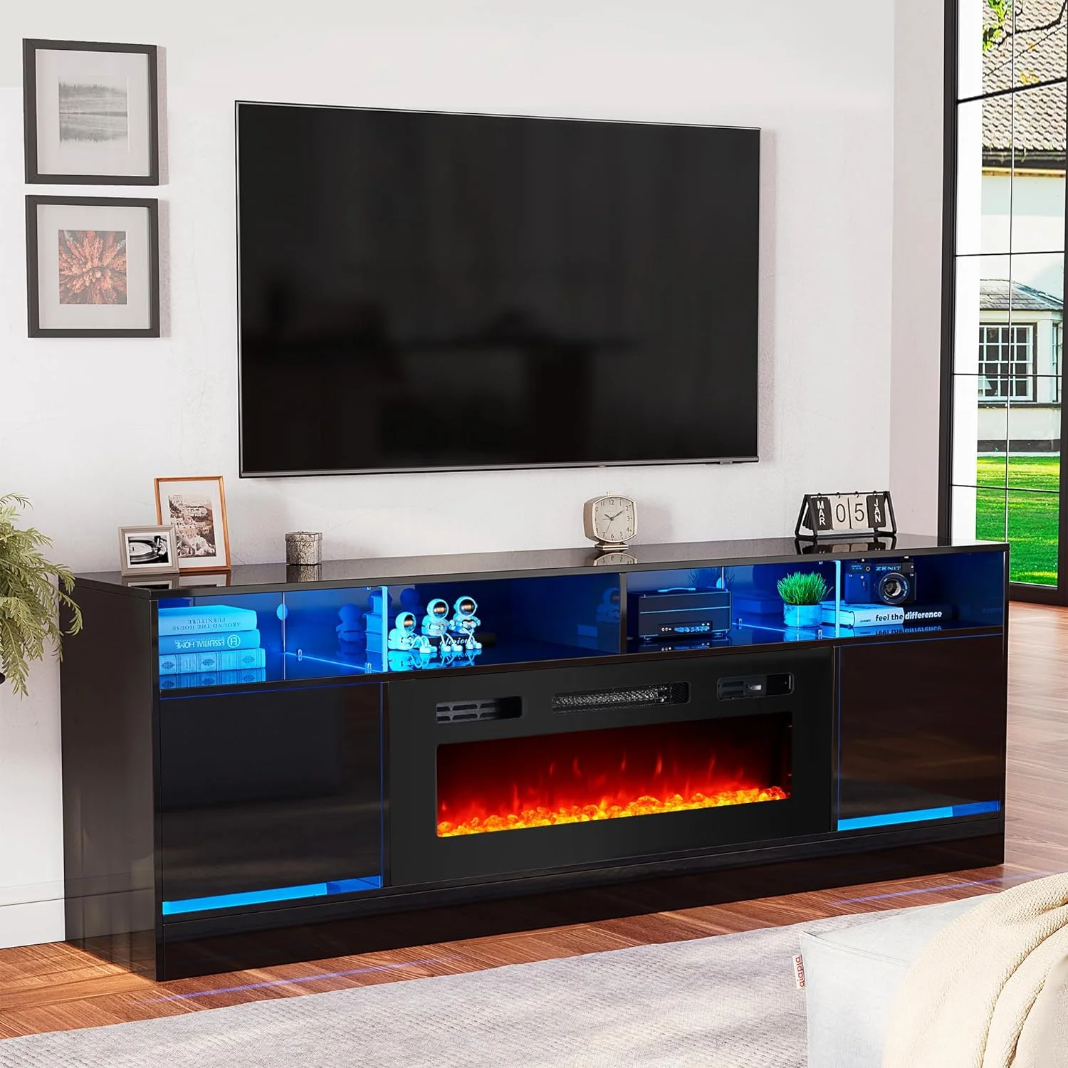 Fireplace TV Stand with 36' Electric Fireplace for TVs up to 80