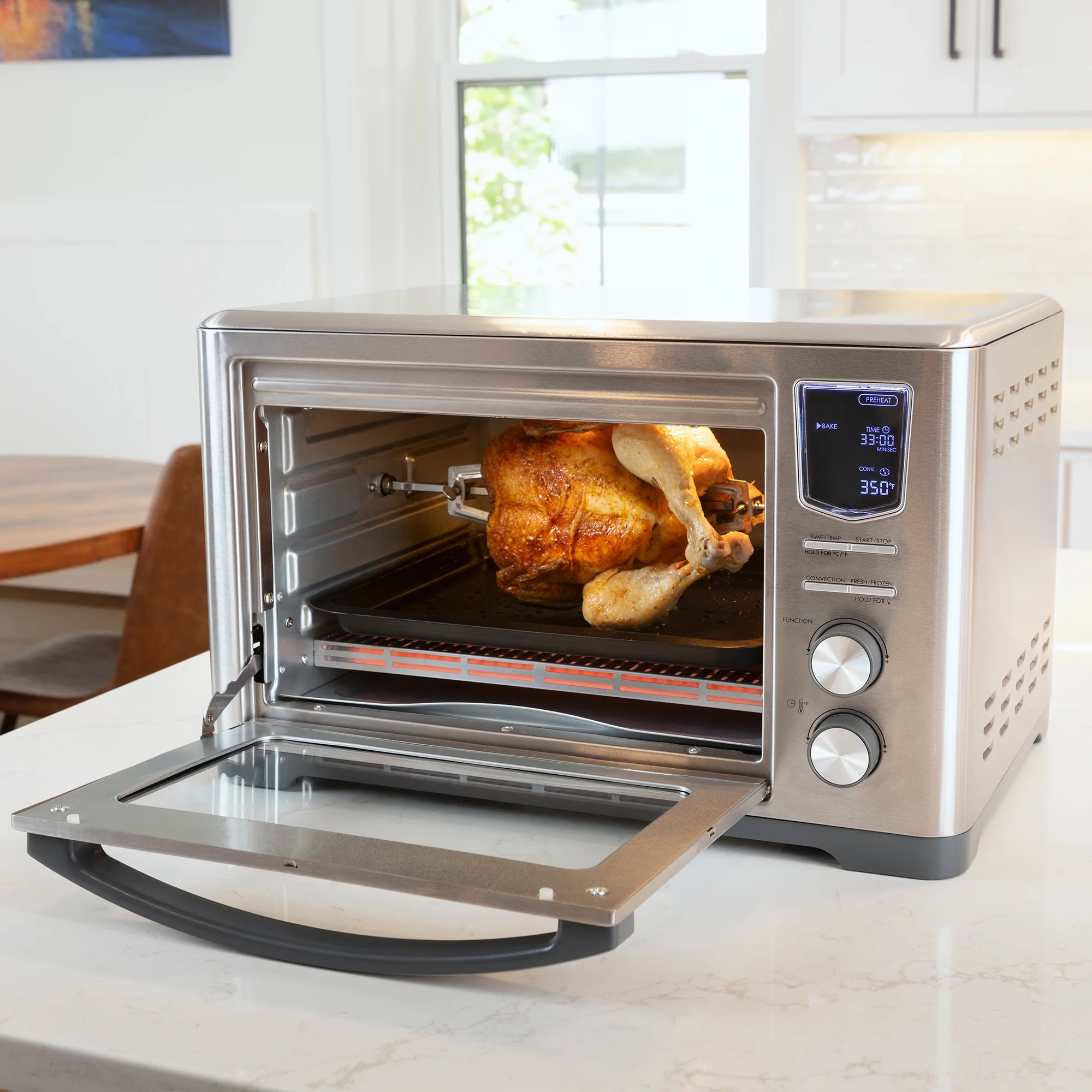 Kenmore 11-In-1 Digital Air Fryer Convection Toaster Oven Rotisserie 6-Slice 1700W Stainless Steel