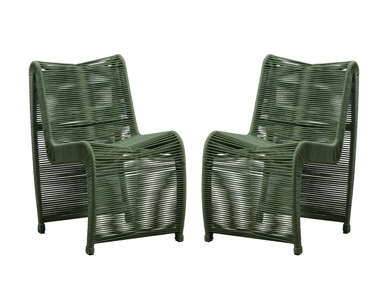 Boraam Lorenzo Rope Outdoor Patio Chairs, Set of 2 - Olive Green