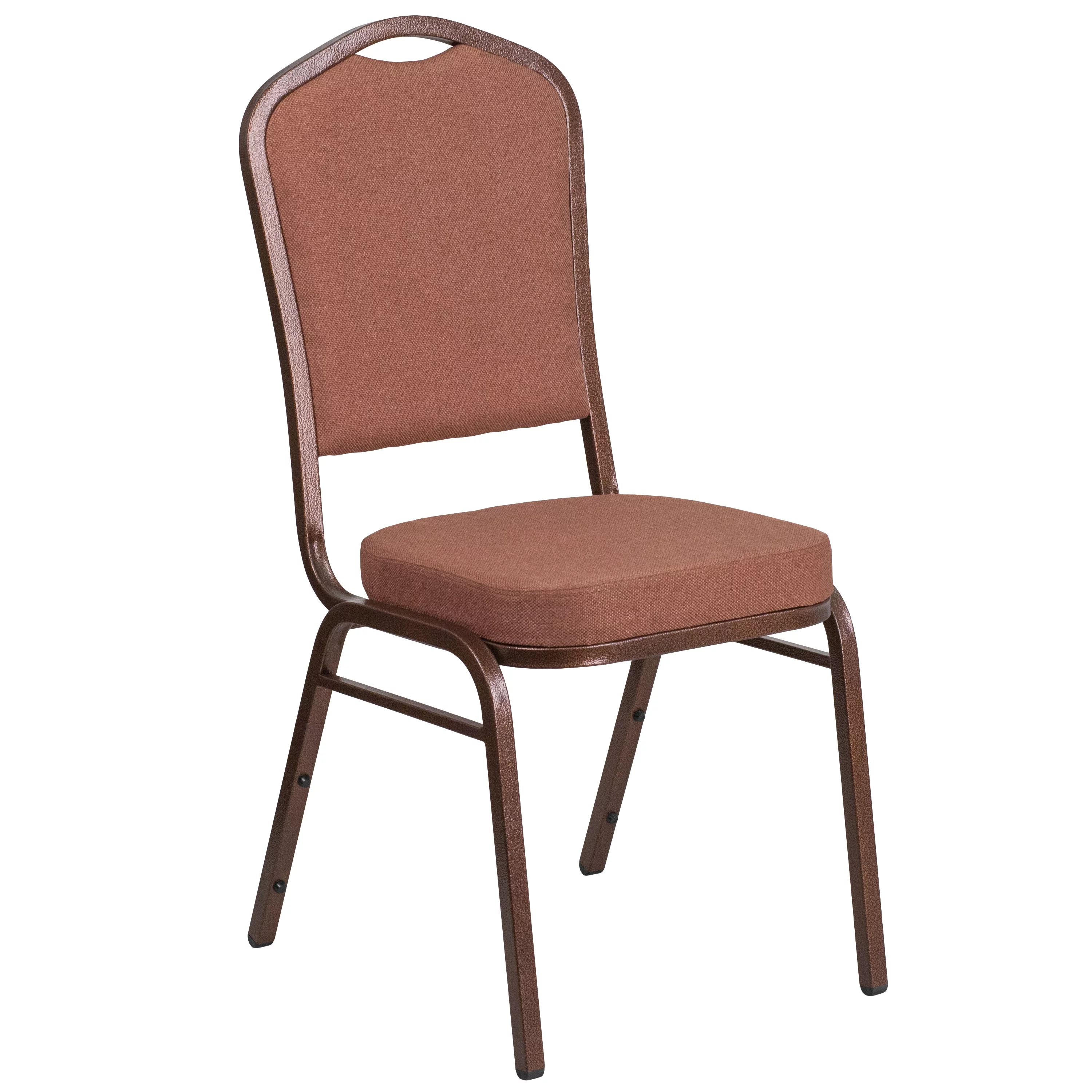 Flash Furniture HERCULES Series Crown Back Stacking Banquet Chair in Brown Fabric - Copper Vein Frame