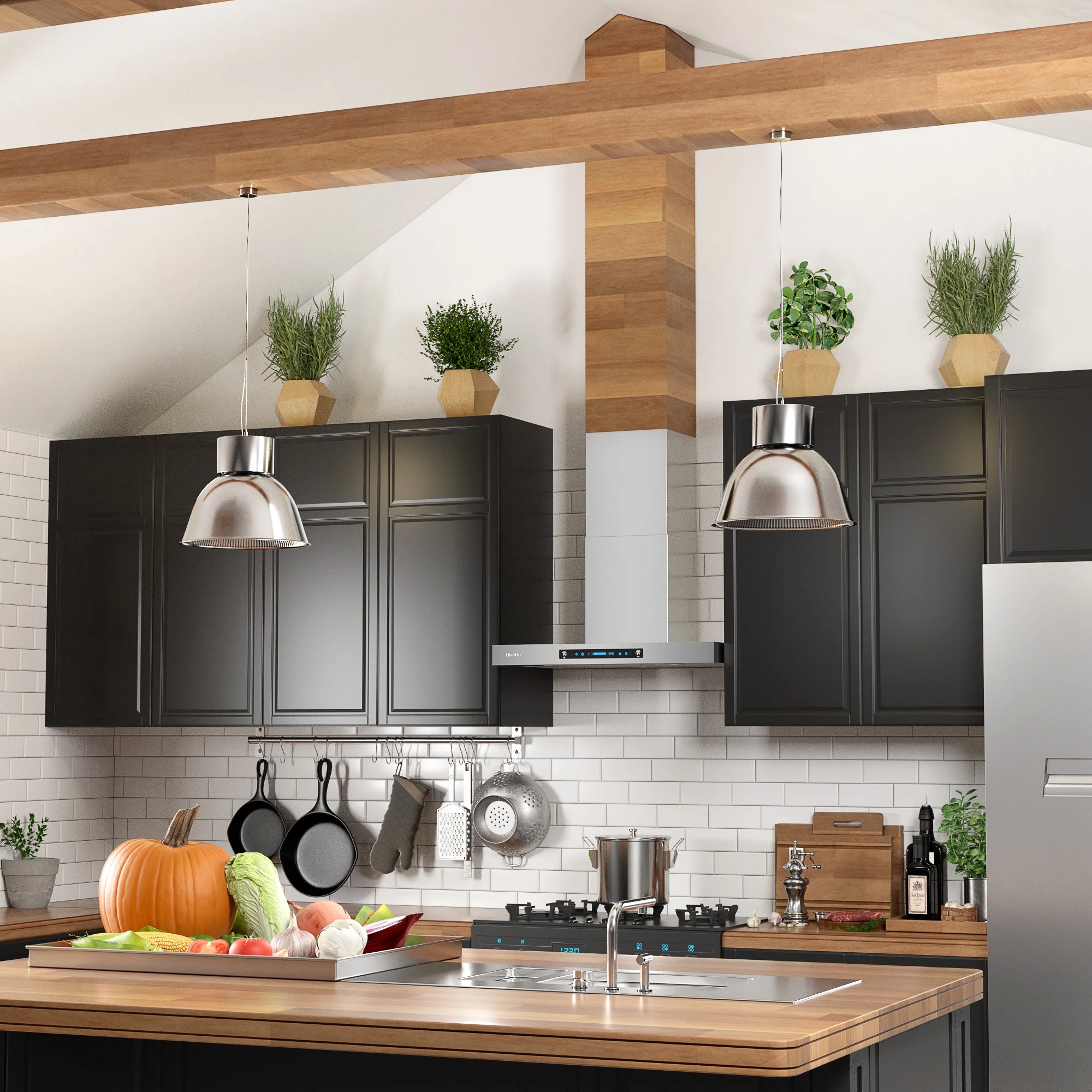 HisoHu Wall Mount Range Hood, 36 Inch 780 CFM Stainless Steel Kitchen Chimney Vent, 4 Speed Gesture Sensing & Touch Control Switch Panel Exhaust Hood with Dimmable LED lights(A01-36')