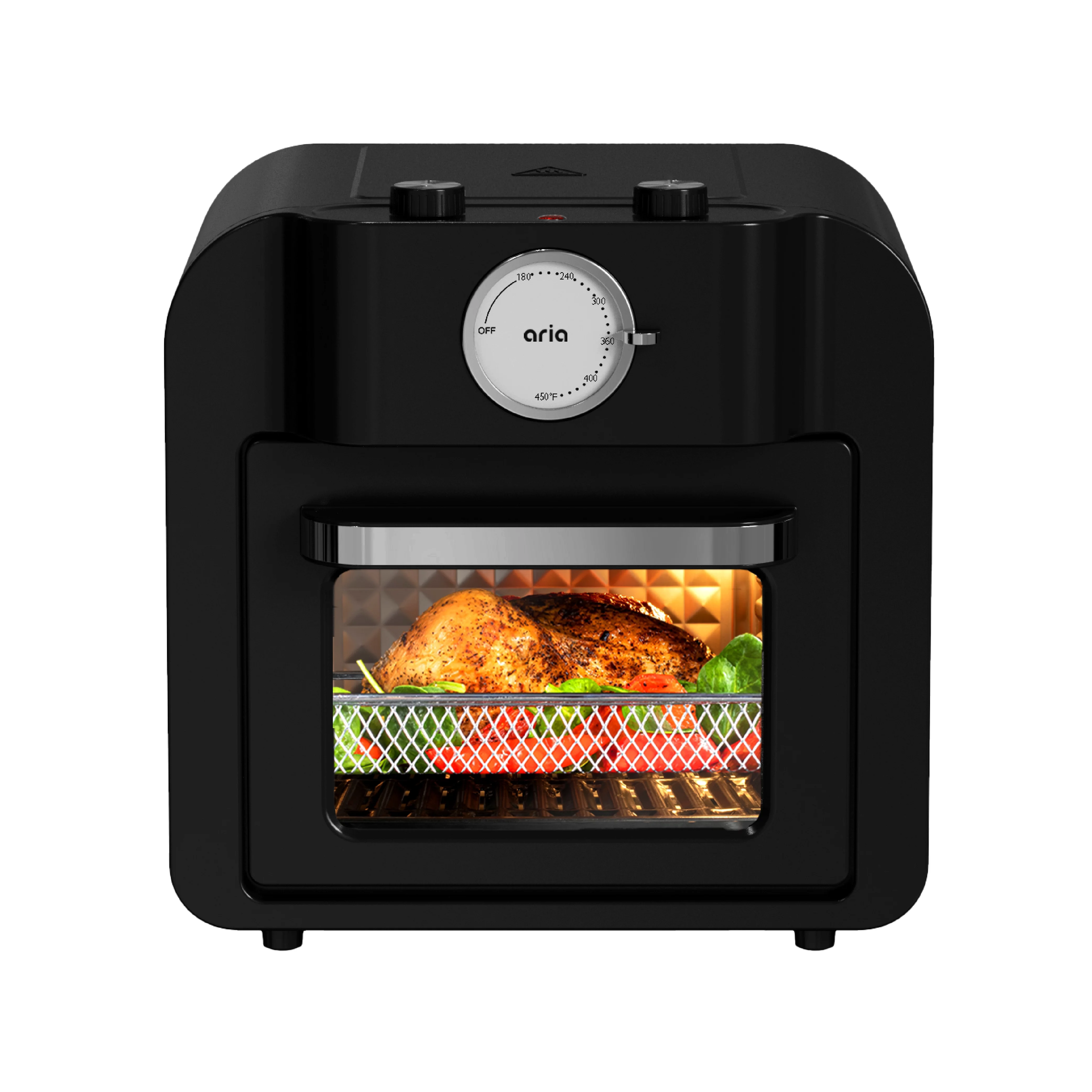 Aria 16QT Retro Compact Multifunctional Air Fryer Toaster Oven with Accessories - Onyx