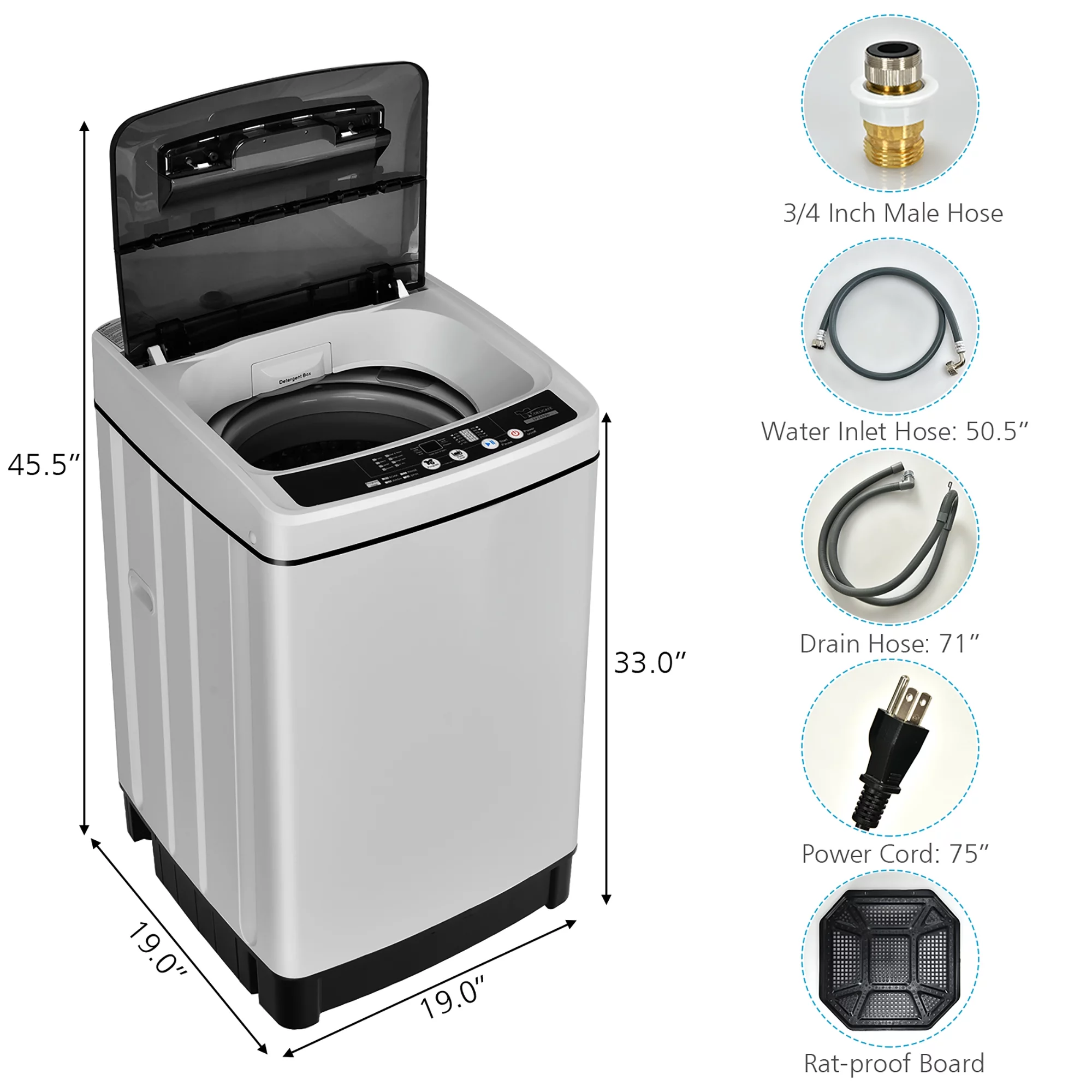 Costway Full-Automatic Washing Machine 1.5 Cu.Ft 11 LBS Washer & Dryer Grey