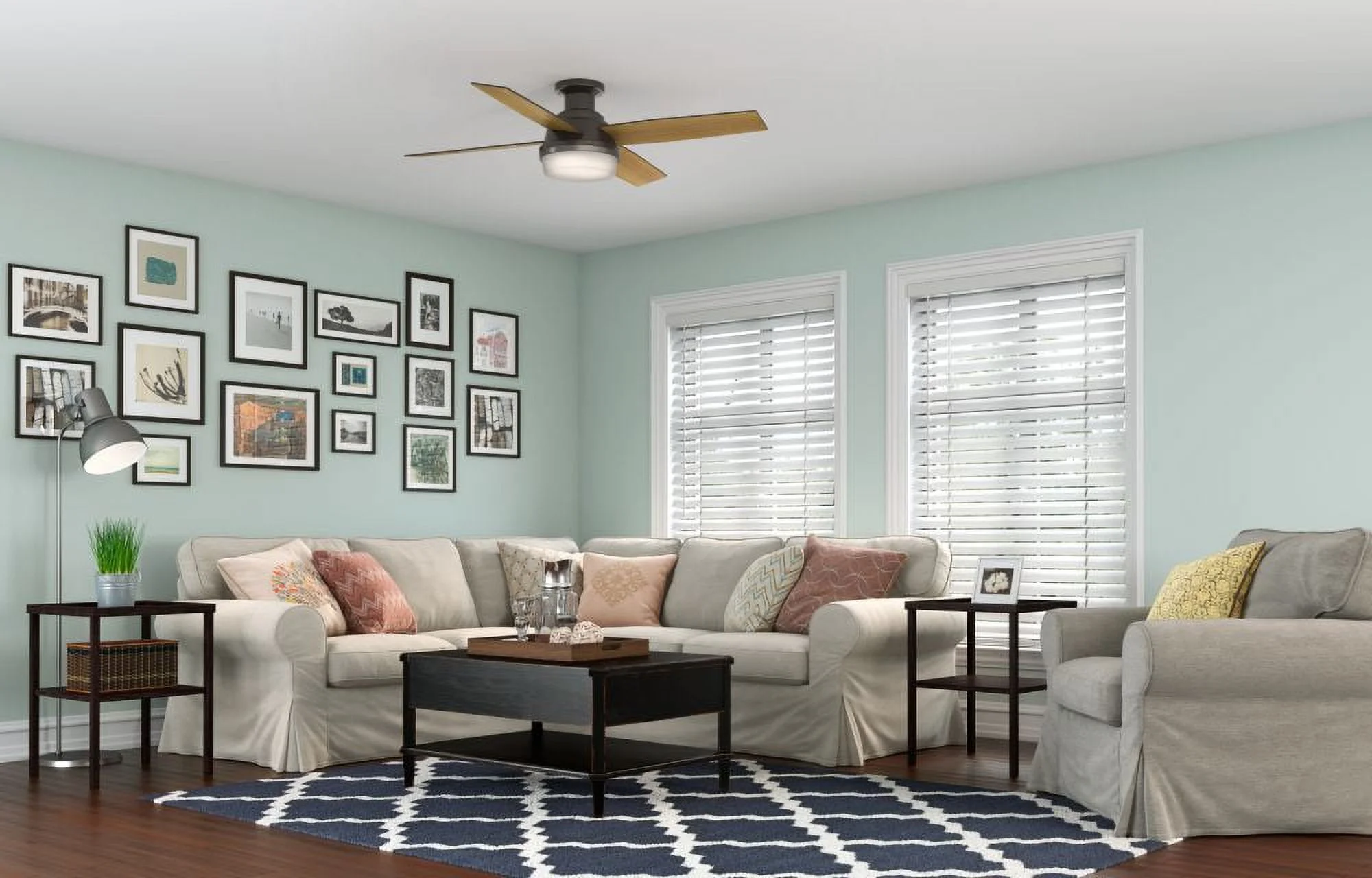 Hunter Fan Company 59242 Dempsey 52 Inch Low Profile Ceiling Fan and Remote, Oak