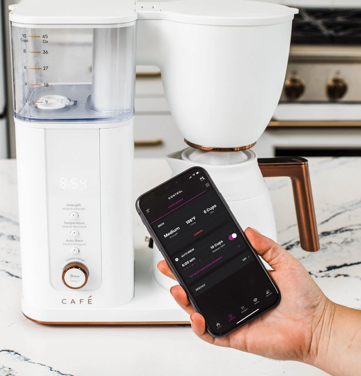 Caf - Drip 10-Cup Coffee Maker with WiFi - Matte White