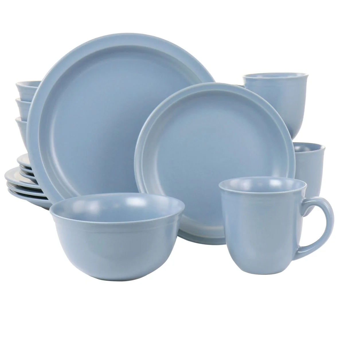 Gibson 12726616 Home 16 Piece Siam Stoneware Dinnerware Set in Blue