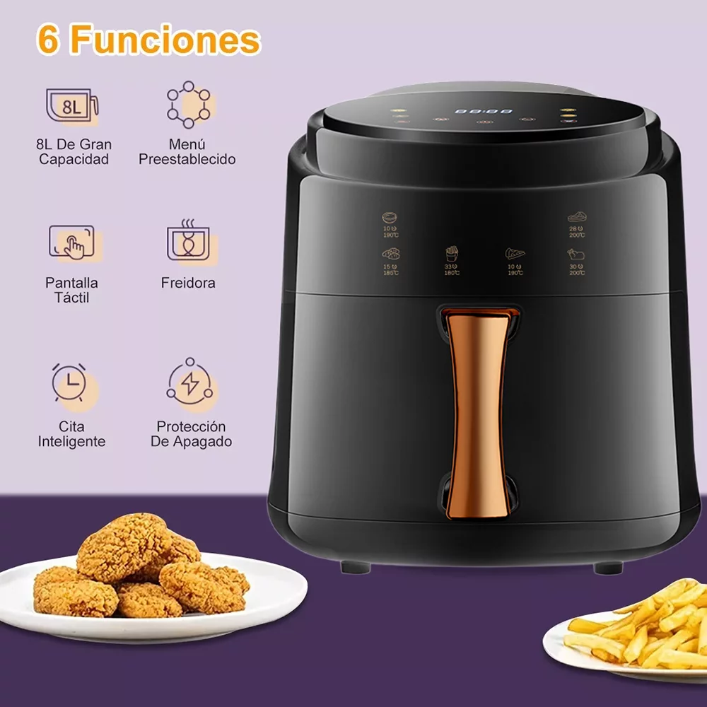 KIZOCAY 6-in-1 Air Fryer, 7.26-Quart/ 8L Smart Electric Hot Airfryer Oven Oilless Cooker, 1400W Large Capacity Health fryer with LCD Digital Screen and Nonstick Frying Pot, ETL/UL Certified