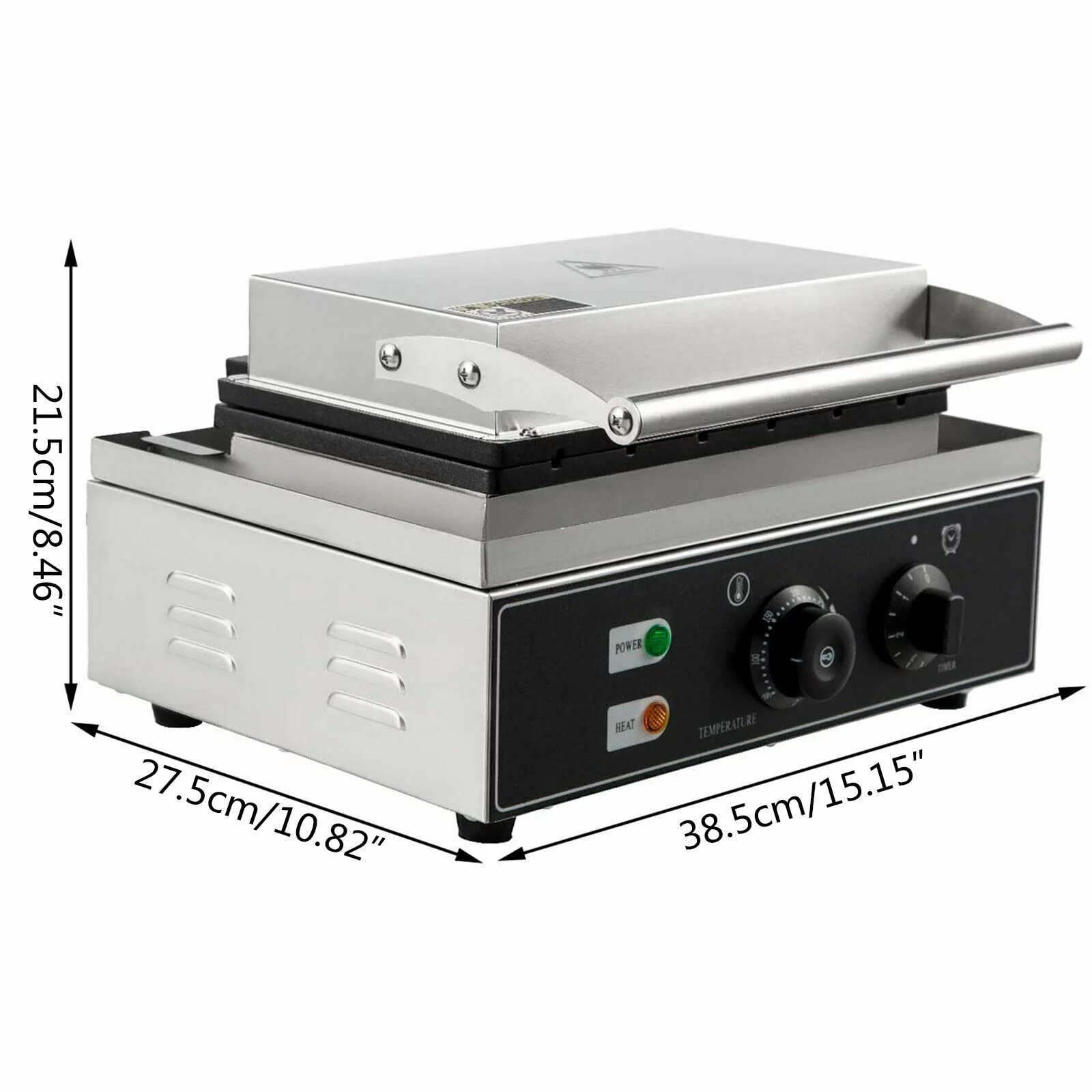 2-Slice Commercial Electric Sandwich Machine, 110V 1500W Commercial Electric Sandwich Machine Sandwich Maker with Nonstick Pans and Cool Handle Automatic Breakfast Machine Waffle Maker