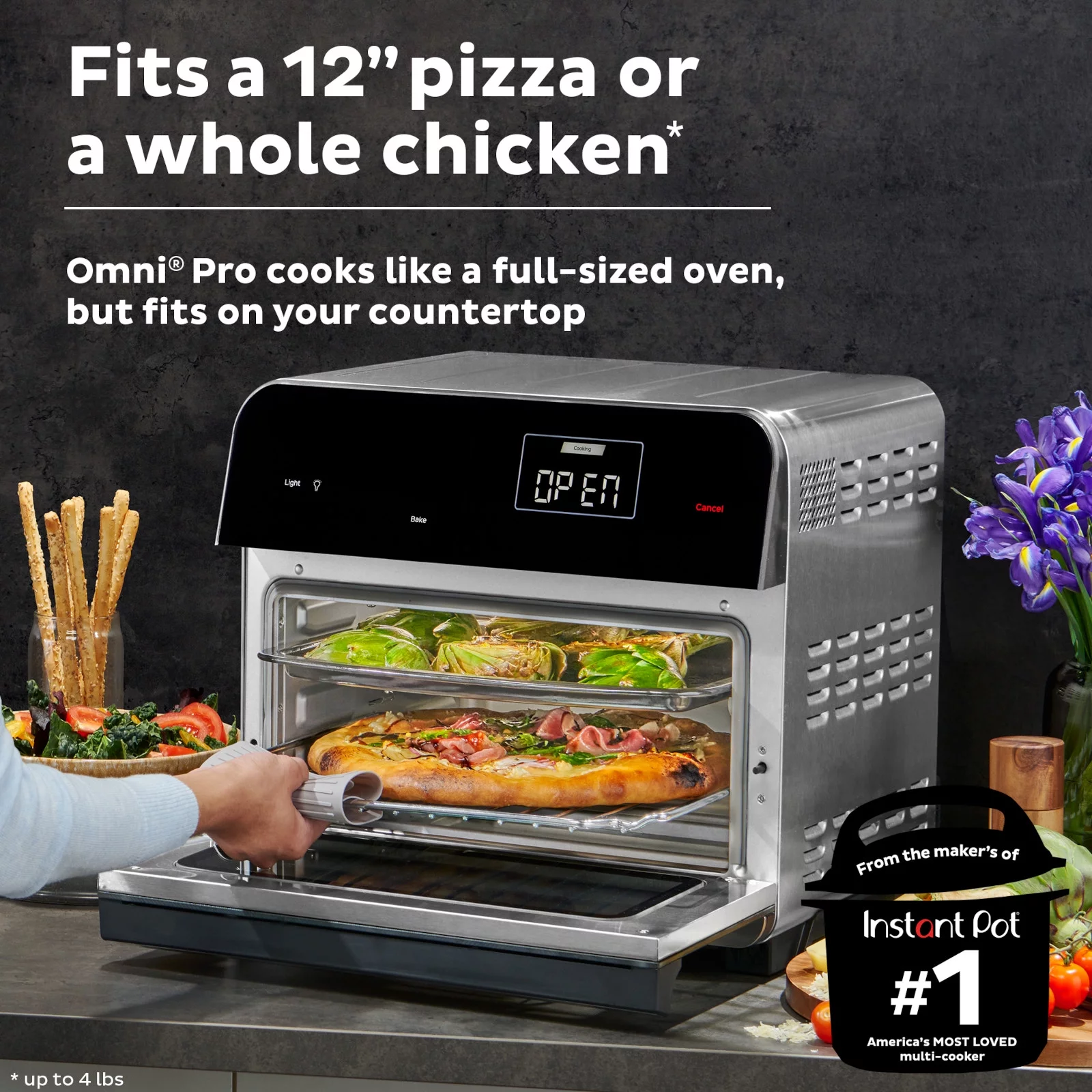 Instant Omni Pro 19 QT/18L Air Fryer Toaster Oven Combo, 14-in-1 Functions, Stainless Steel