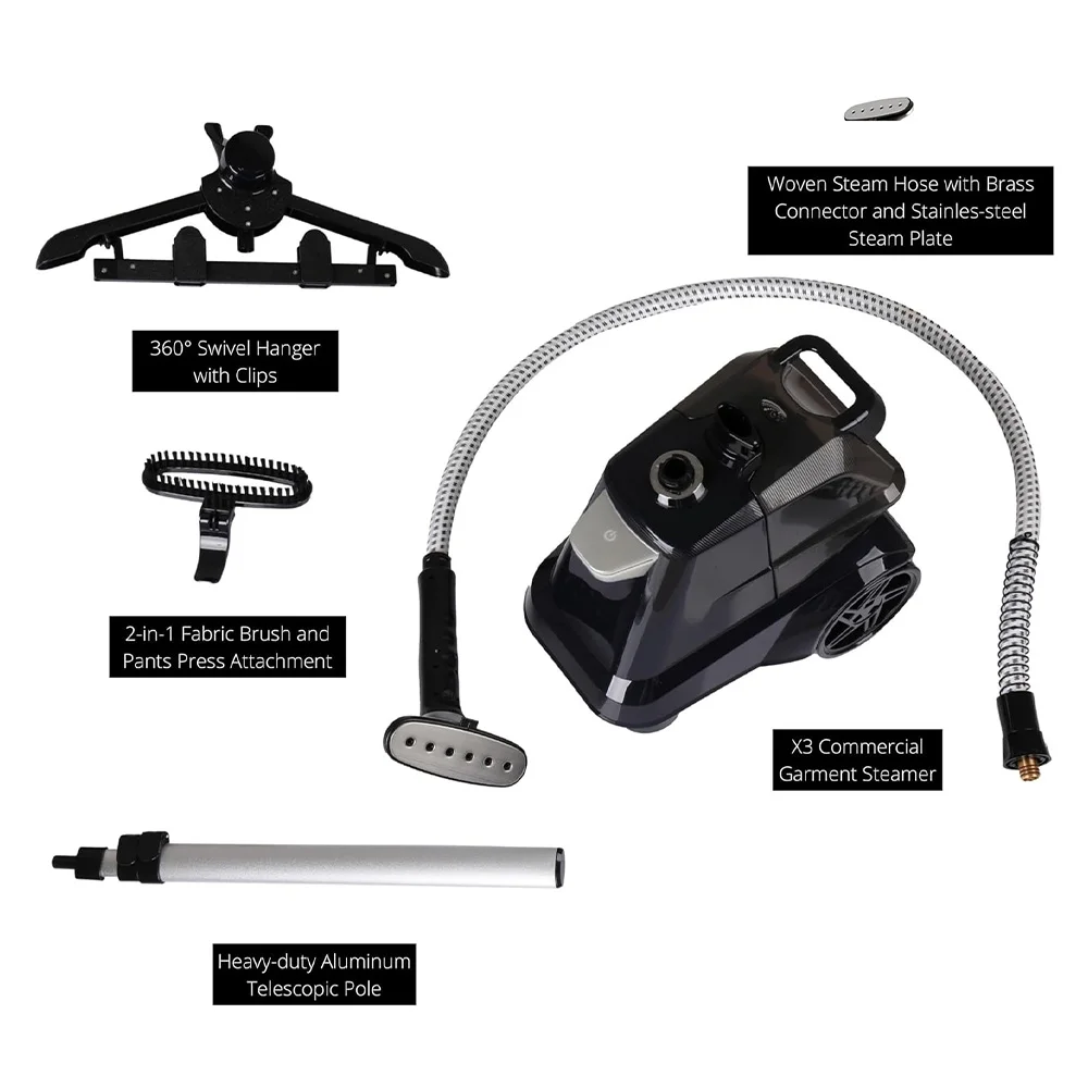 Heavy Duty Commercial Full-Size Garment Steamer w/Foot Pedals, 1800 watts, Navy