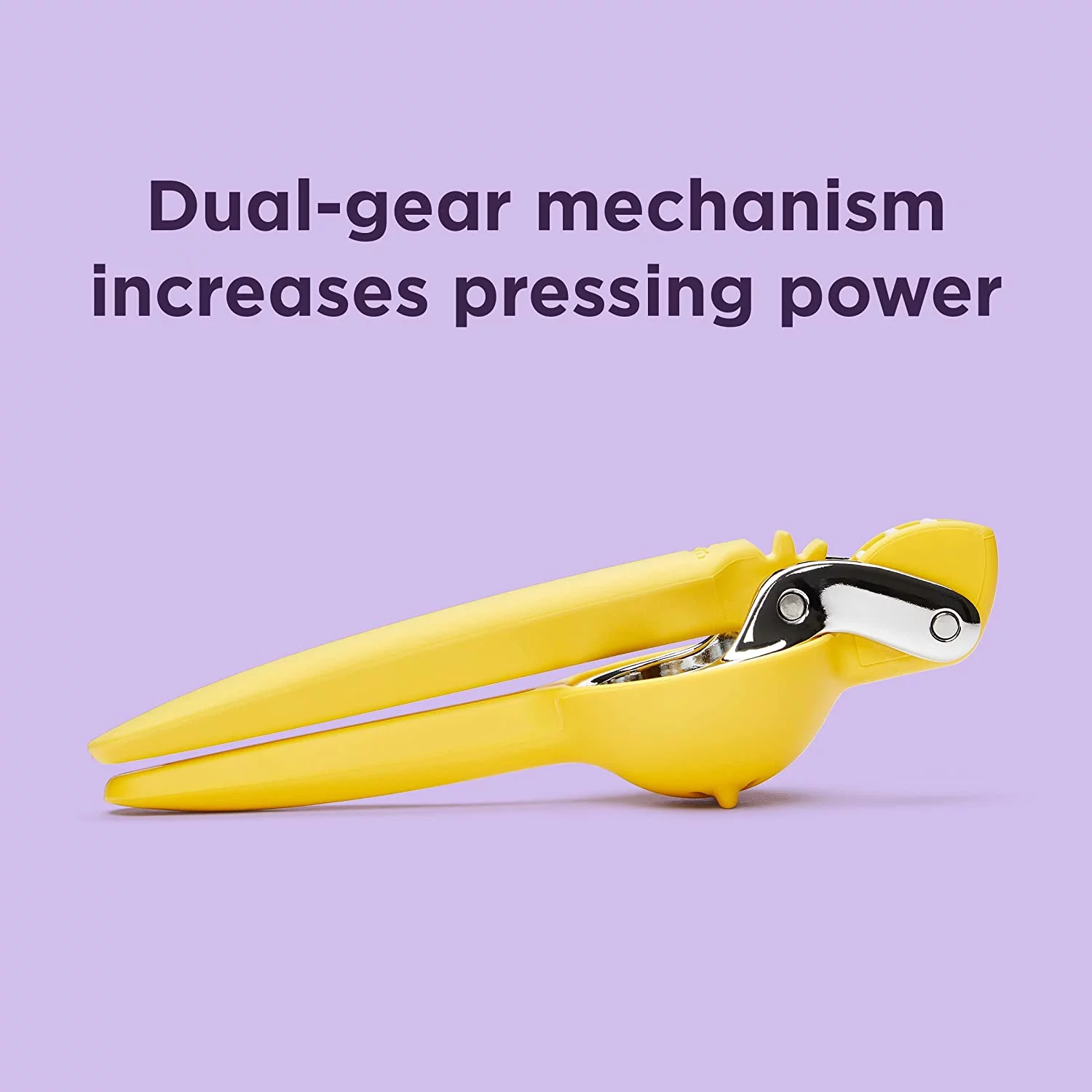 Chef's Fresh Force Citrus Juicer - Squeeze More Juice with Dual-Gear Mechanism - Yellow - Long Handle Durable Stainless Steel Construction Top Rack Dishwasher Safe