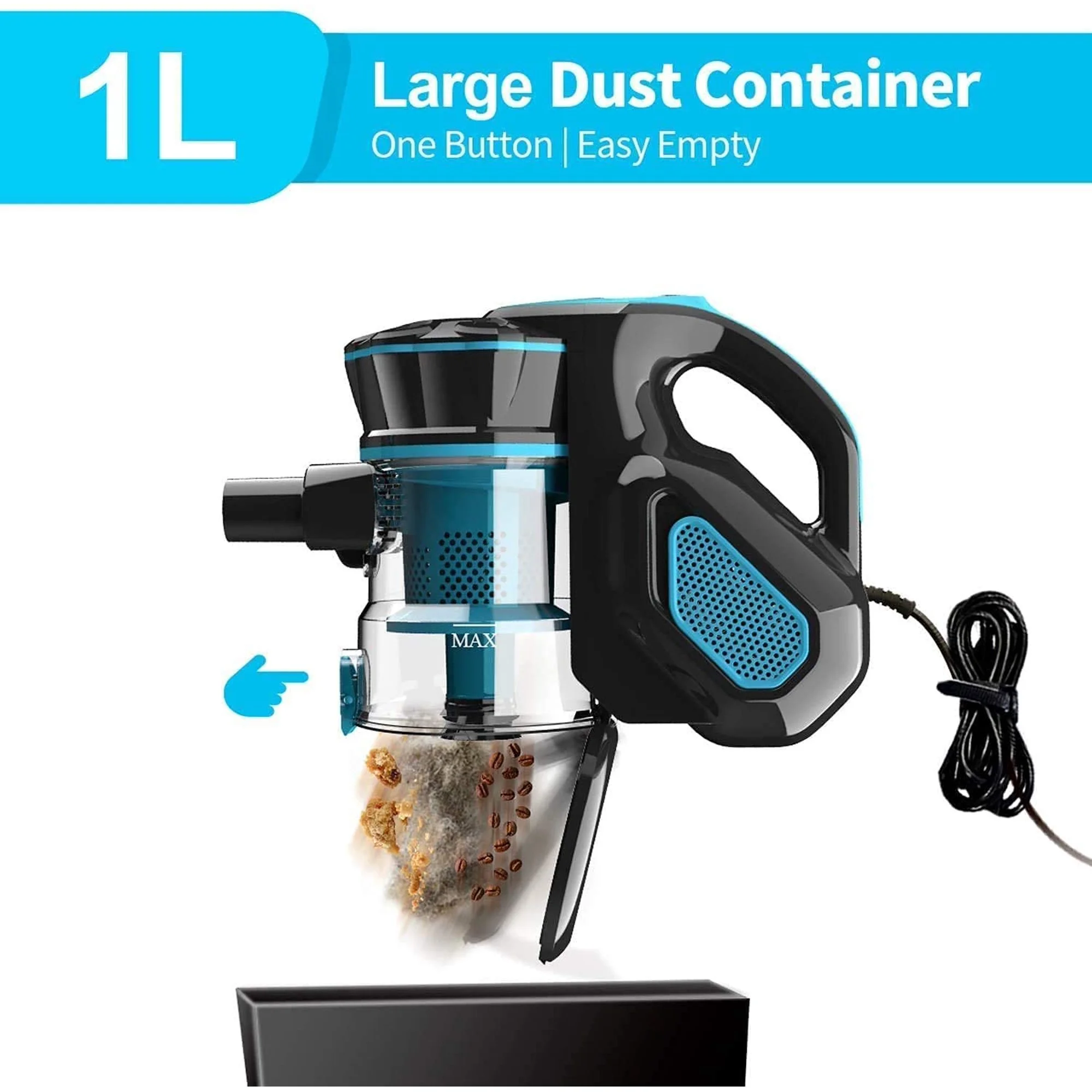 INSE Cord Vacuum Cleaner, 18KPa Home Vacuum Cleaners with 600W Motor, 3 in 1 Handheld Vacuum for Pet Hair Hard Floor Home, Blue