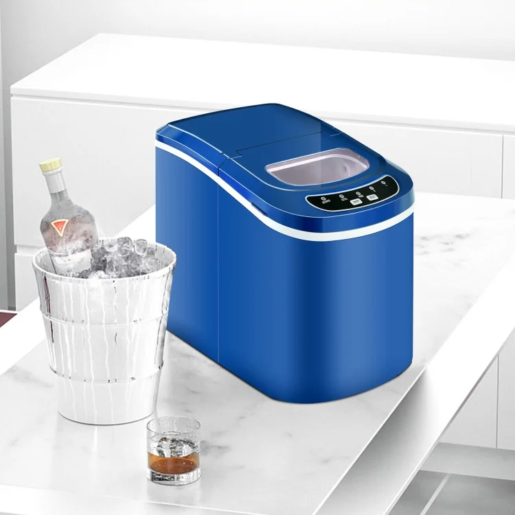 Canddidliike Mini Portable Compact Electric Ice Maker Machine-Navy, Electric Portable Compact Countertop Automatic Ice Cube Maker Machine for Home/Kitchen/Office