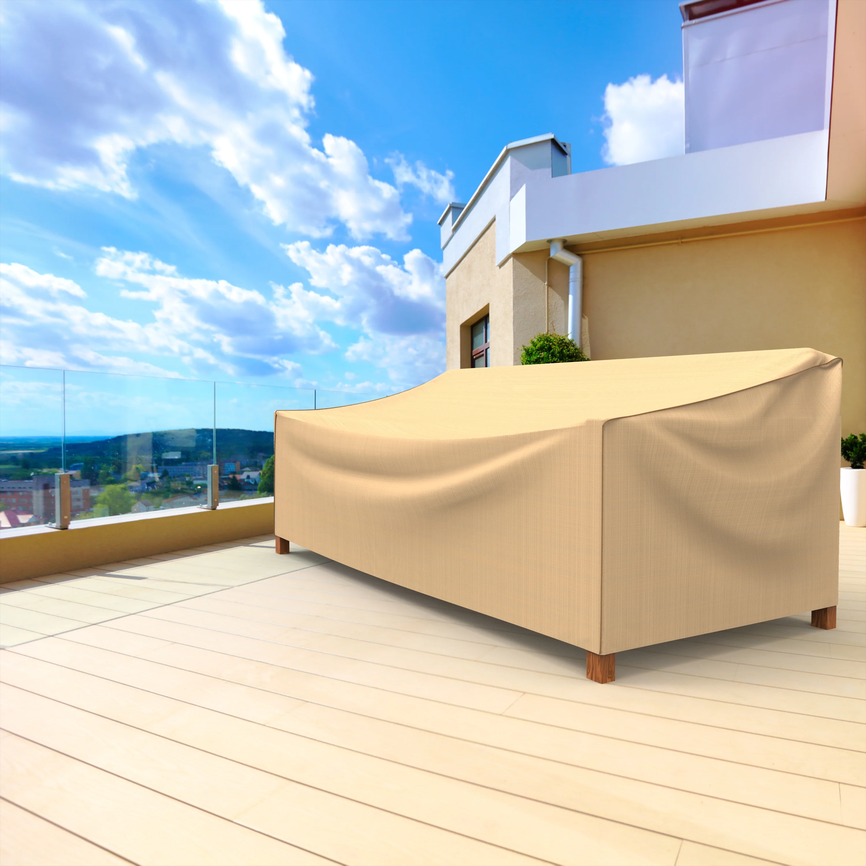 Budge Industries 79' x 41' x 39' Solid Beige Rectangle Patio Sofa Cover