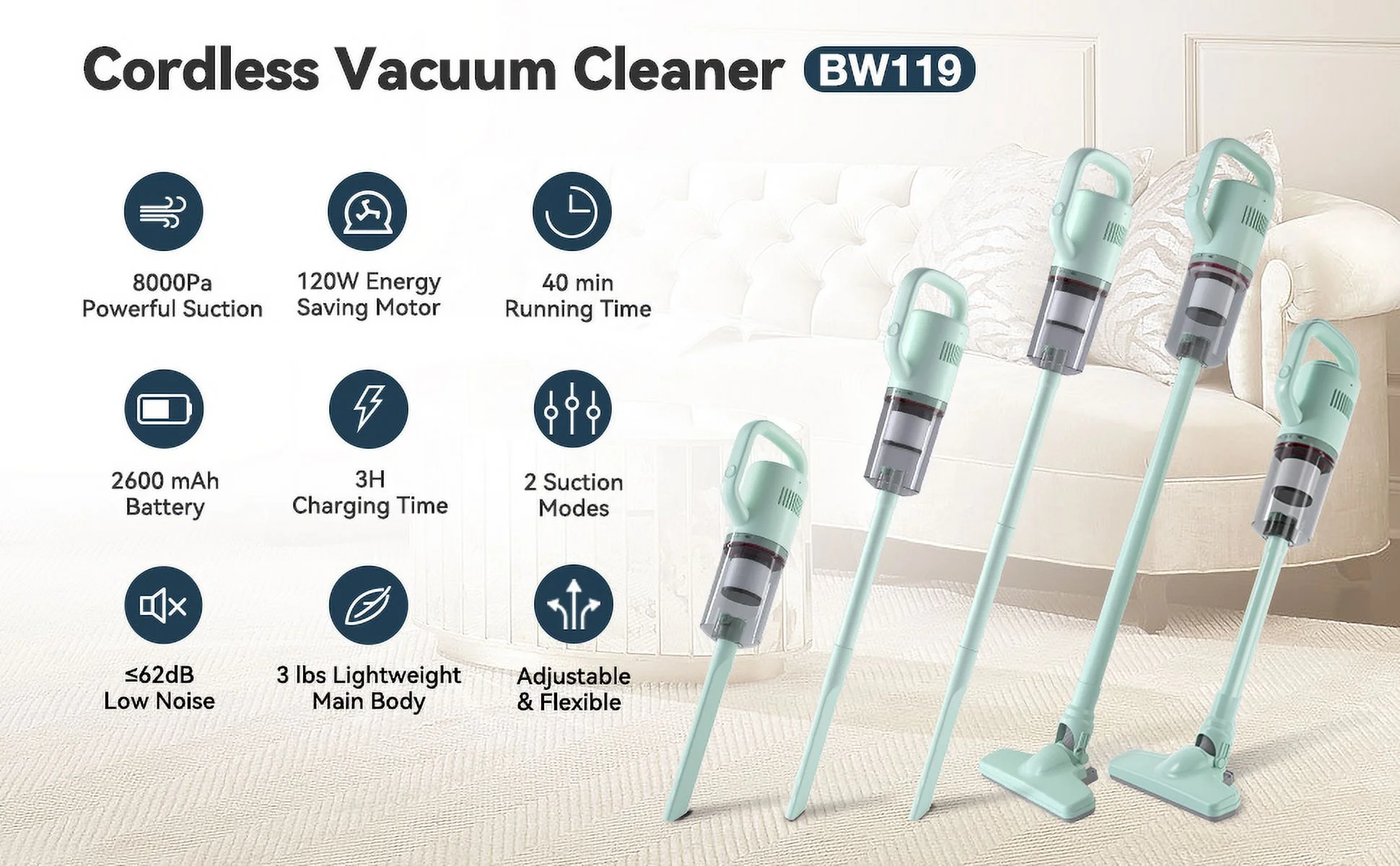 KEROMEE 2-in-1 Cordless Vacuum Cleaner: Lightweight, Low Noise, and Perfect for Pet Hair, Hardwood Floors, and Carpet Cleaning!