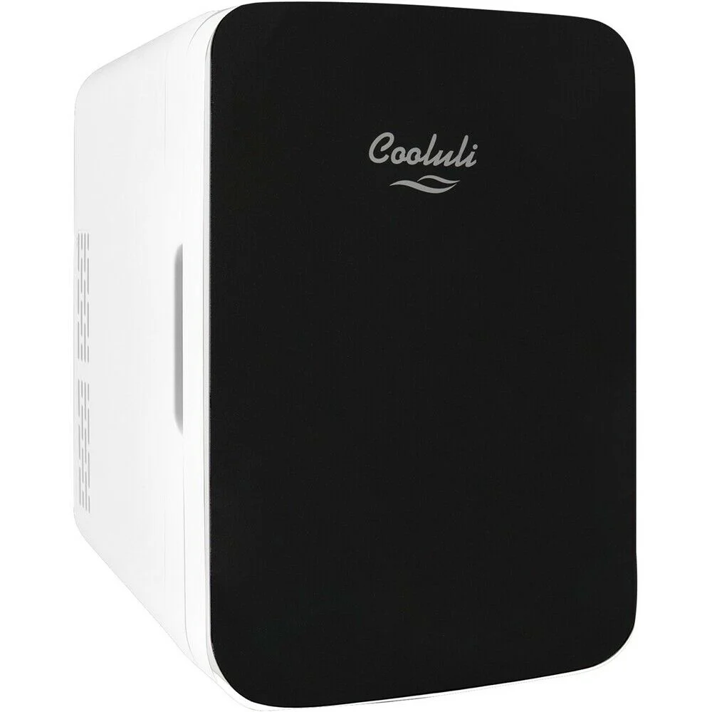 Cooluli Infinity Black 10 Liter Compact Portable Cooler Warmer Mini Fridge for Bedroom, Office, Dorm, Car - Great for Skincare & Cosmetics (110-240V/12V)