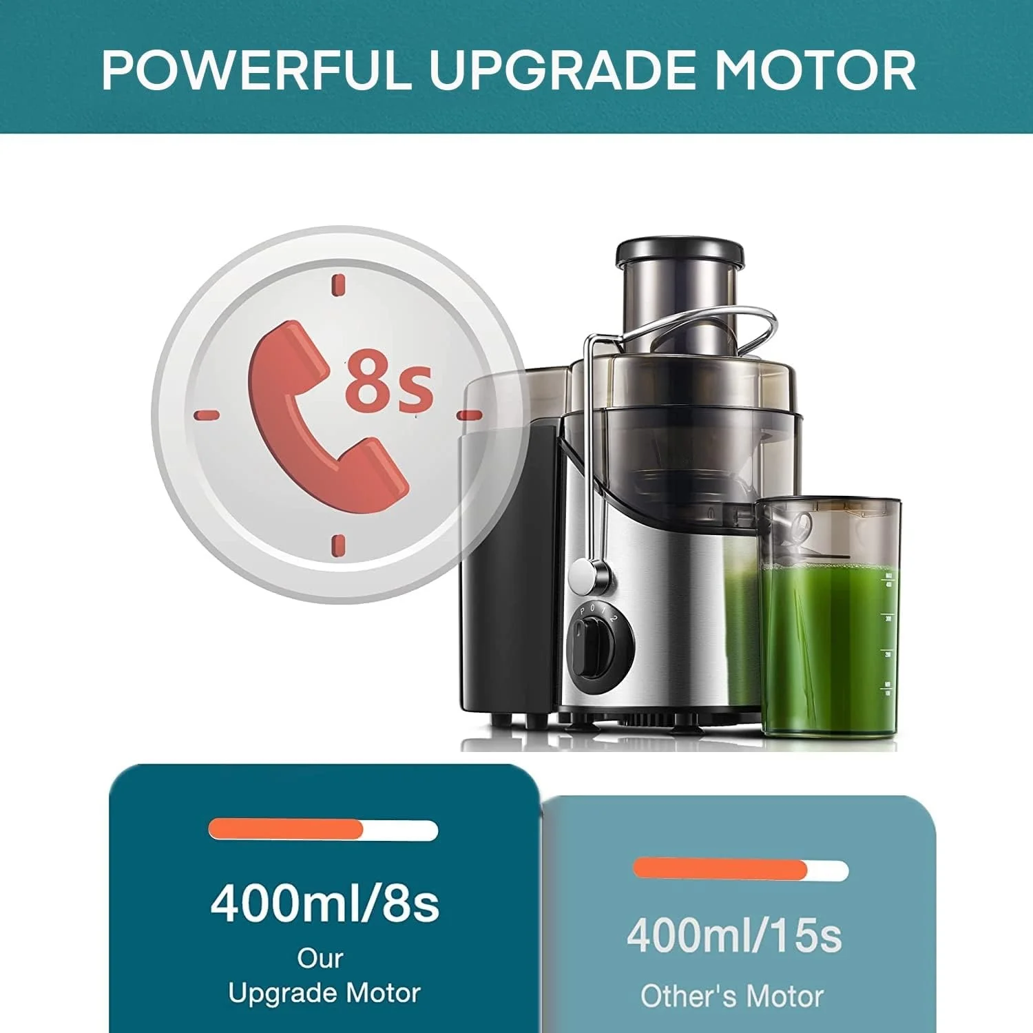 Juicer Machines, 3' Wide Mouth Juicer Extractor Max Power 800W, for Vegetable and Fruit with 3-Speed Setting, 400W Motor, Easy to Clean, Silver