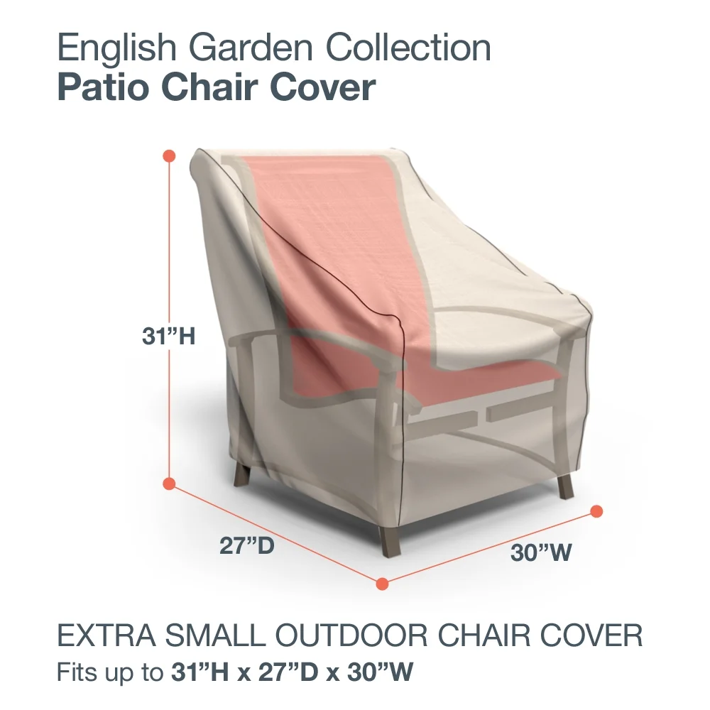 Budge XSmall Brown and Beige Patio Outdoor Chair Cover (2 Pack), English Garden