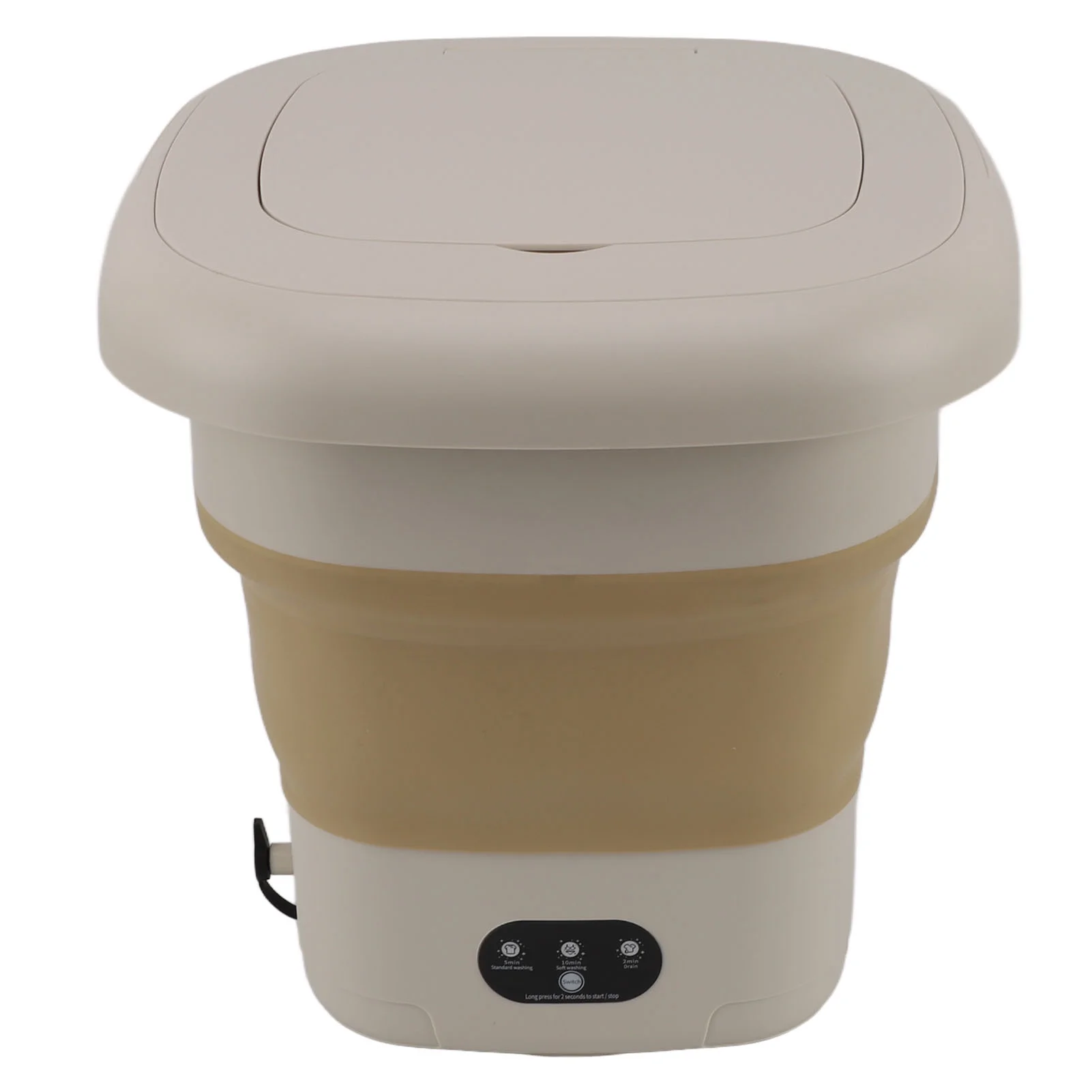 9L Folding Washing Machine Mini Portable Washing Machine Underwear Bucket Washer for Household Dormitory 100?240V Khaki US Plug