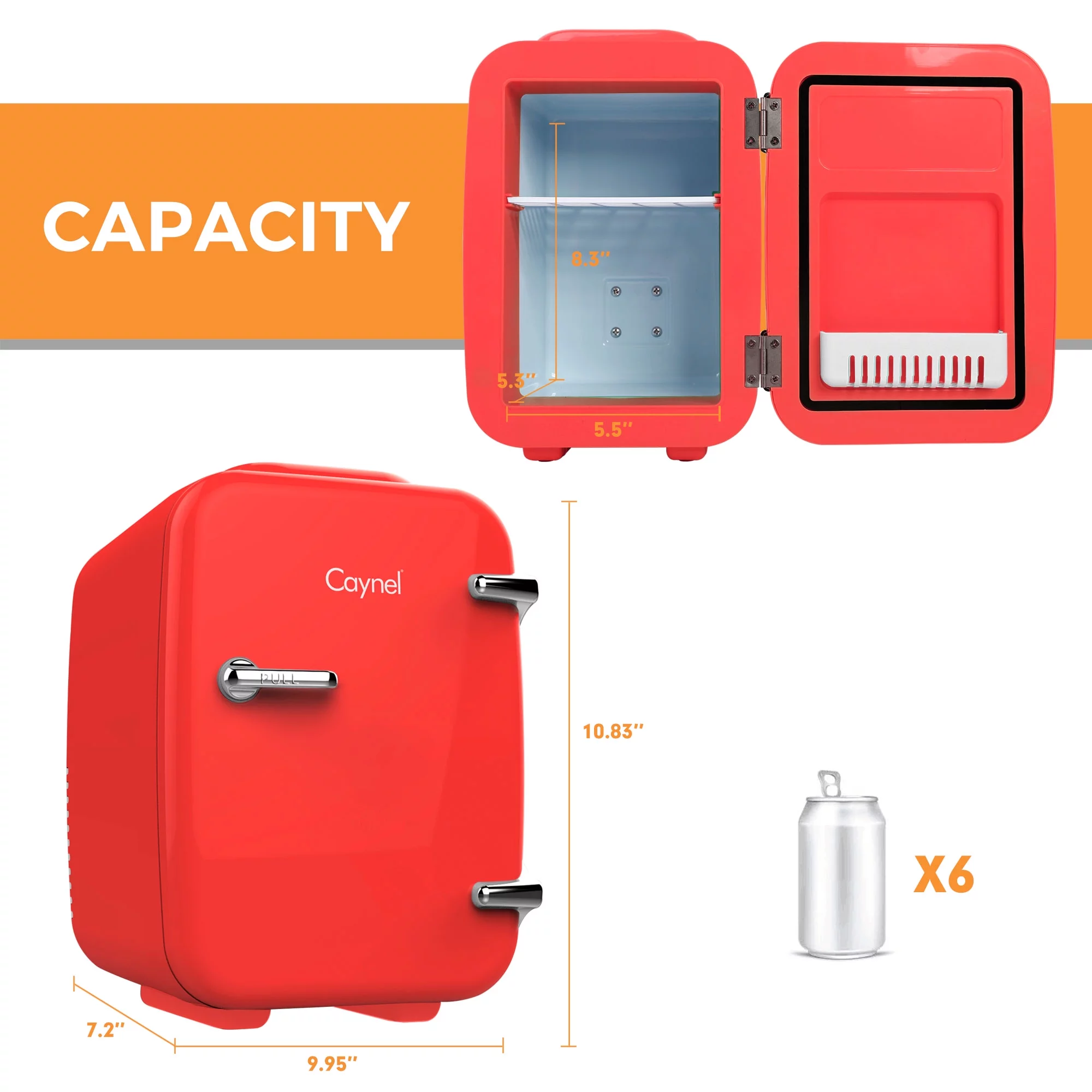 Caynel Portable Thermoelectric 4 Liter Mini Fridge, Red