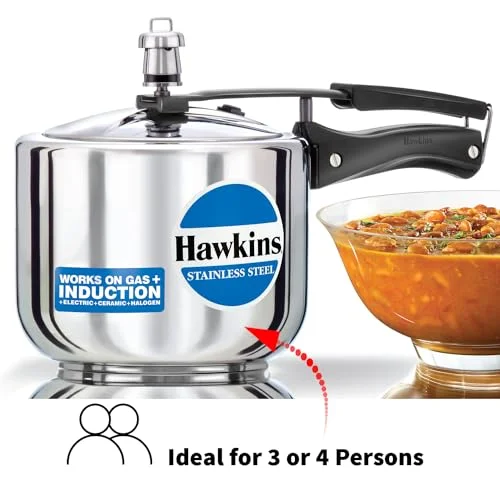 Hawkins B33 Pressure Cooker Stainless Steel, Small, Silver