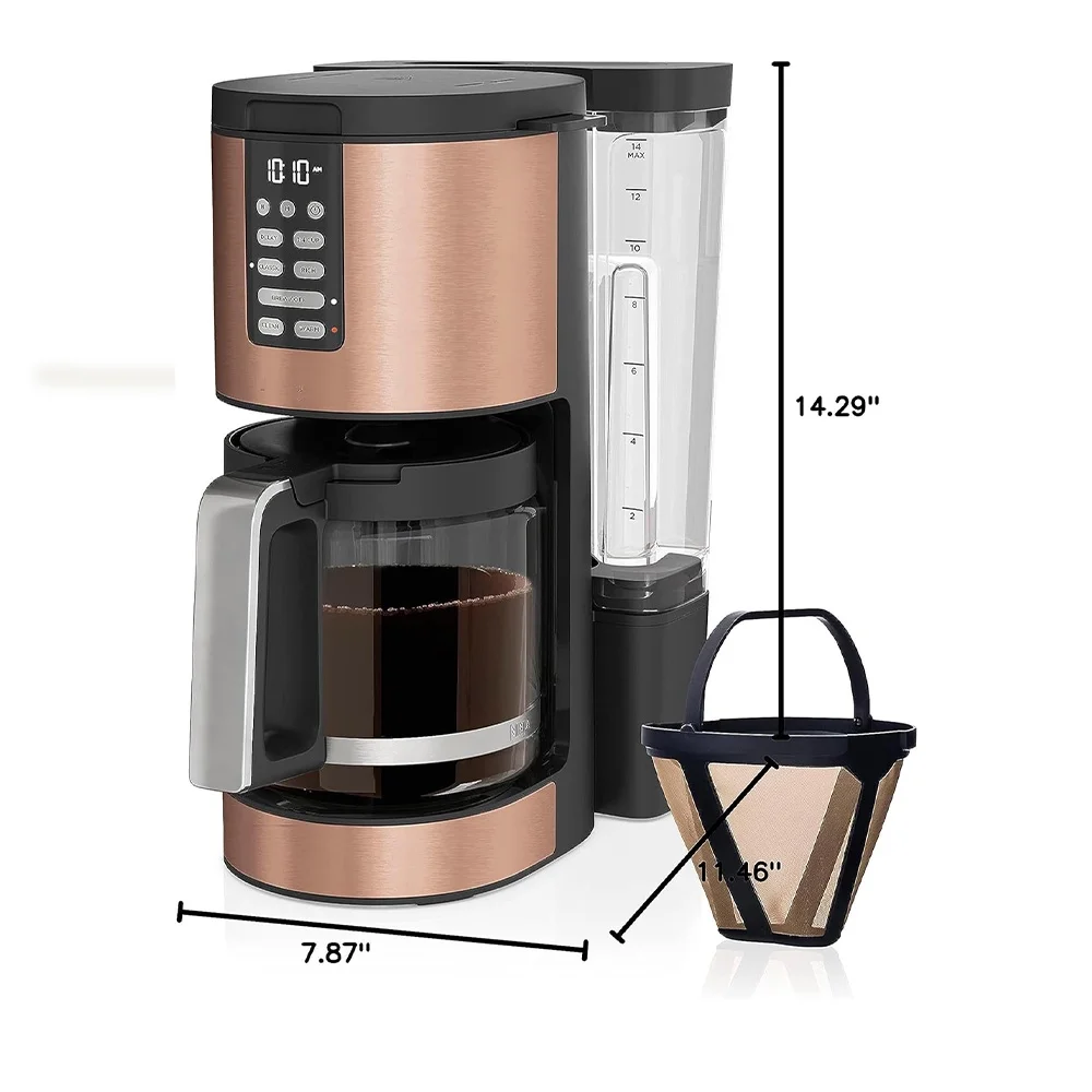 14-Cup Coffee Maker w/Filter & 2 Brew Styles Classic & Timer & Keep Warm, Gold