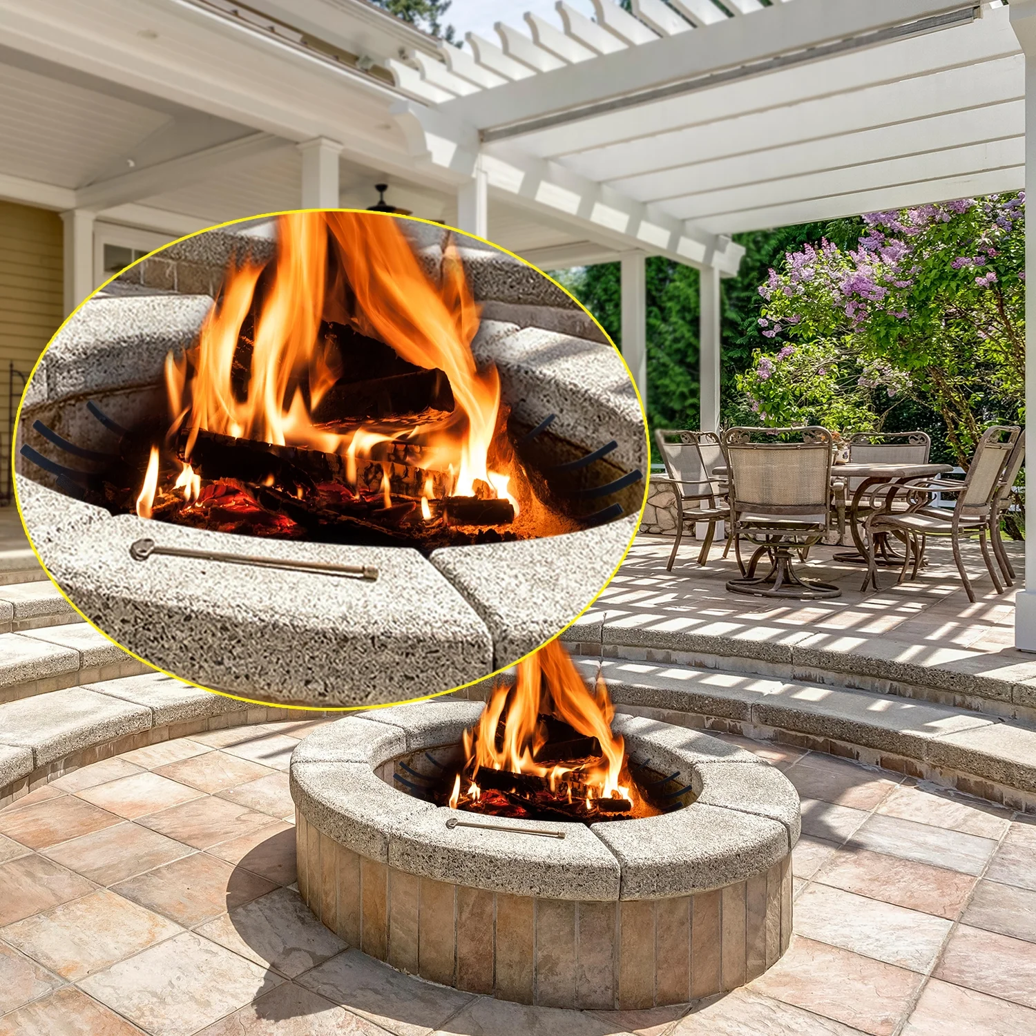 Aoodor 36'' Fire Grate Log Grate, Round Spider Wagon Wheel Firewood Grates, Heavy Duty Fire Pit Grate - Black