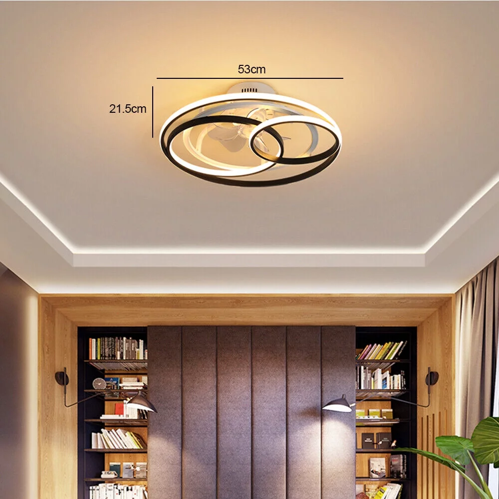 21' Ceiling Fans with Lights, 3 Speed Modern Bladeless Ceiling Fan with Lights and Remote, Flush Mount Low Profile Ceiling Fan with Dimmable LED Light