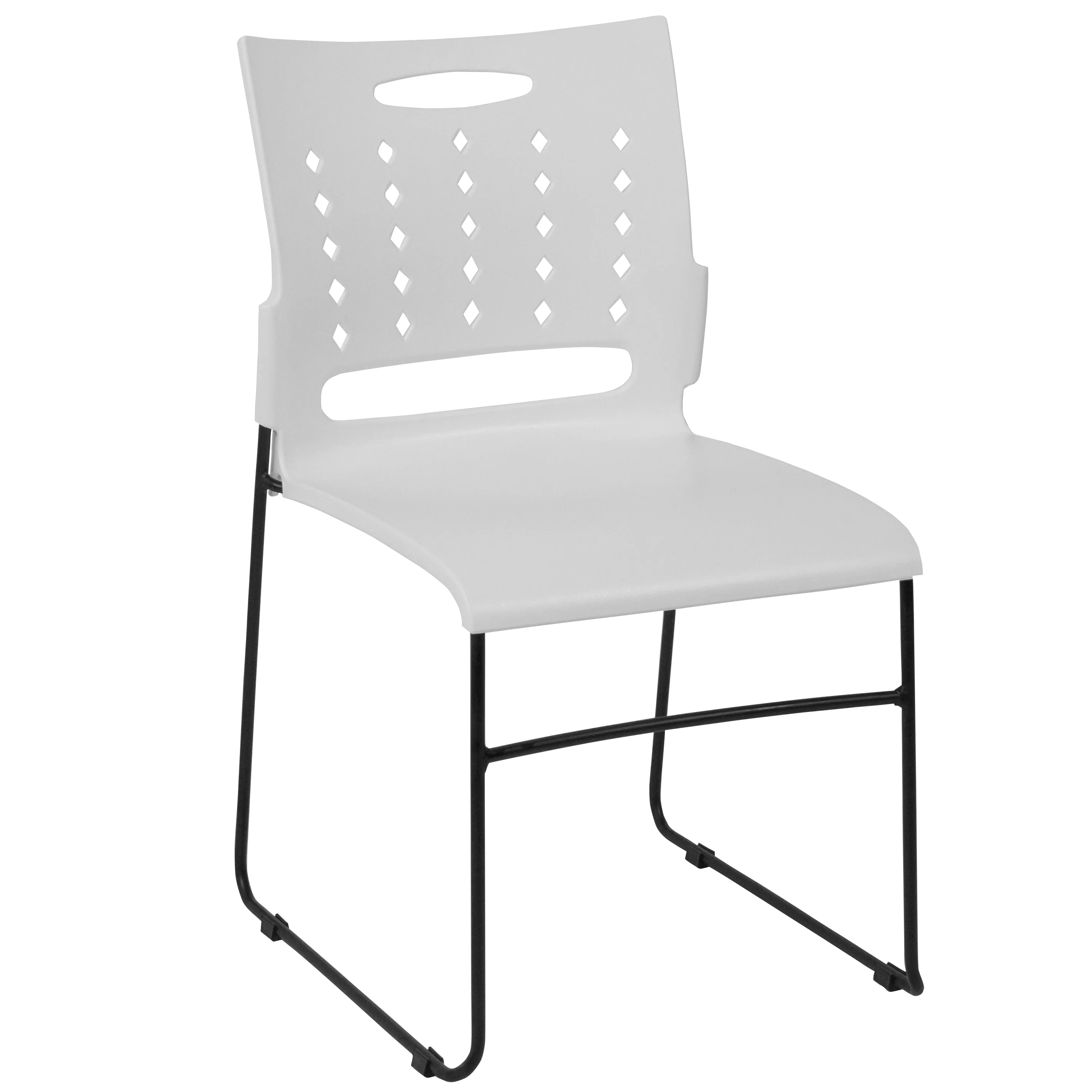 Flash Furniture HERCULES Series 881 lb. Capacity White Sled Base Stack Chair with Air-Vent Back
