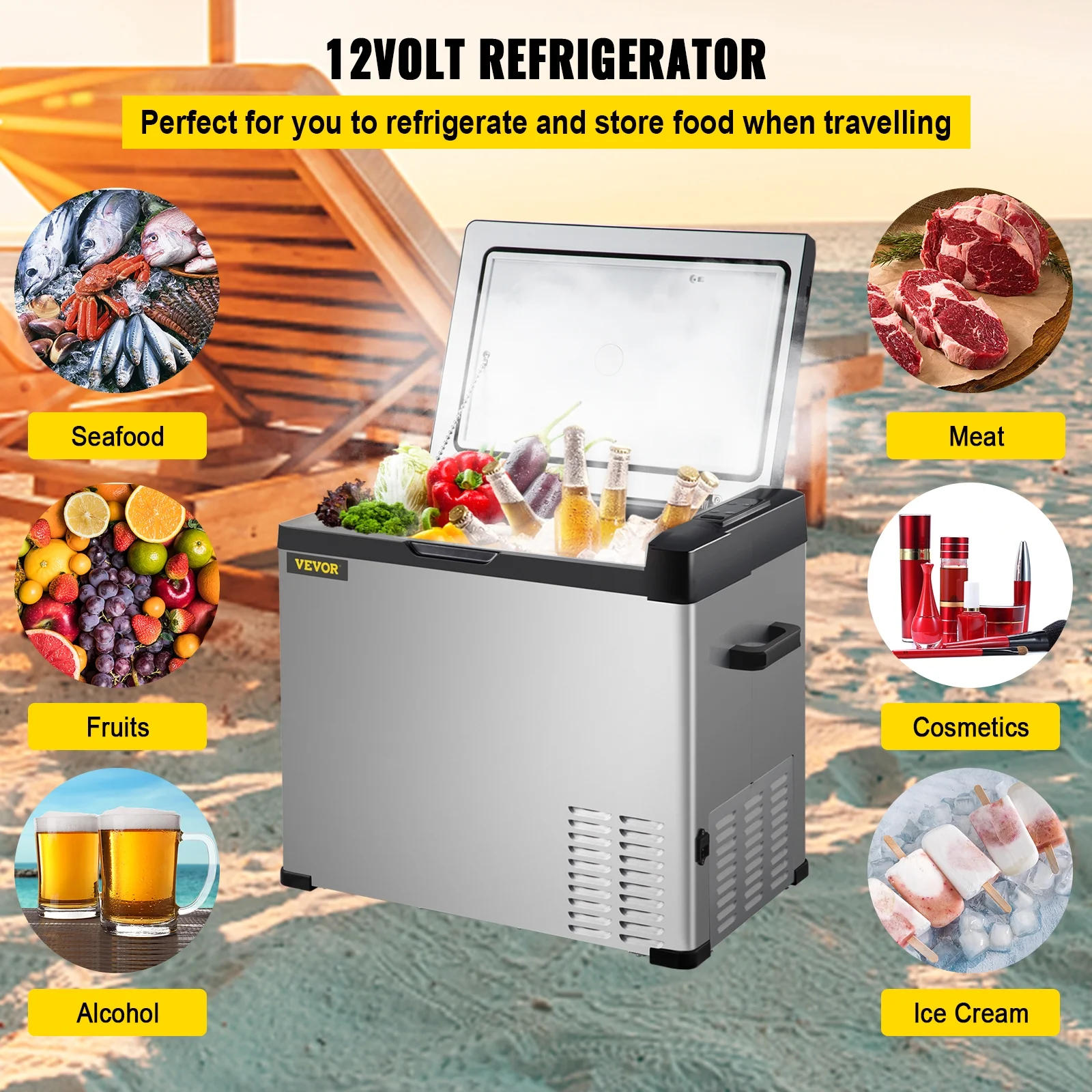 BENTISM 12volt Car Refrigerator Portable Freezer 32Qt Camping Refrigerator Outdoor