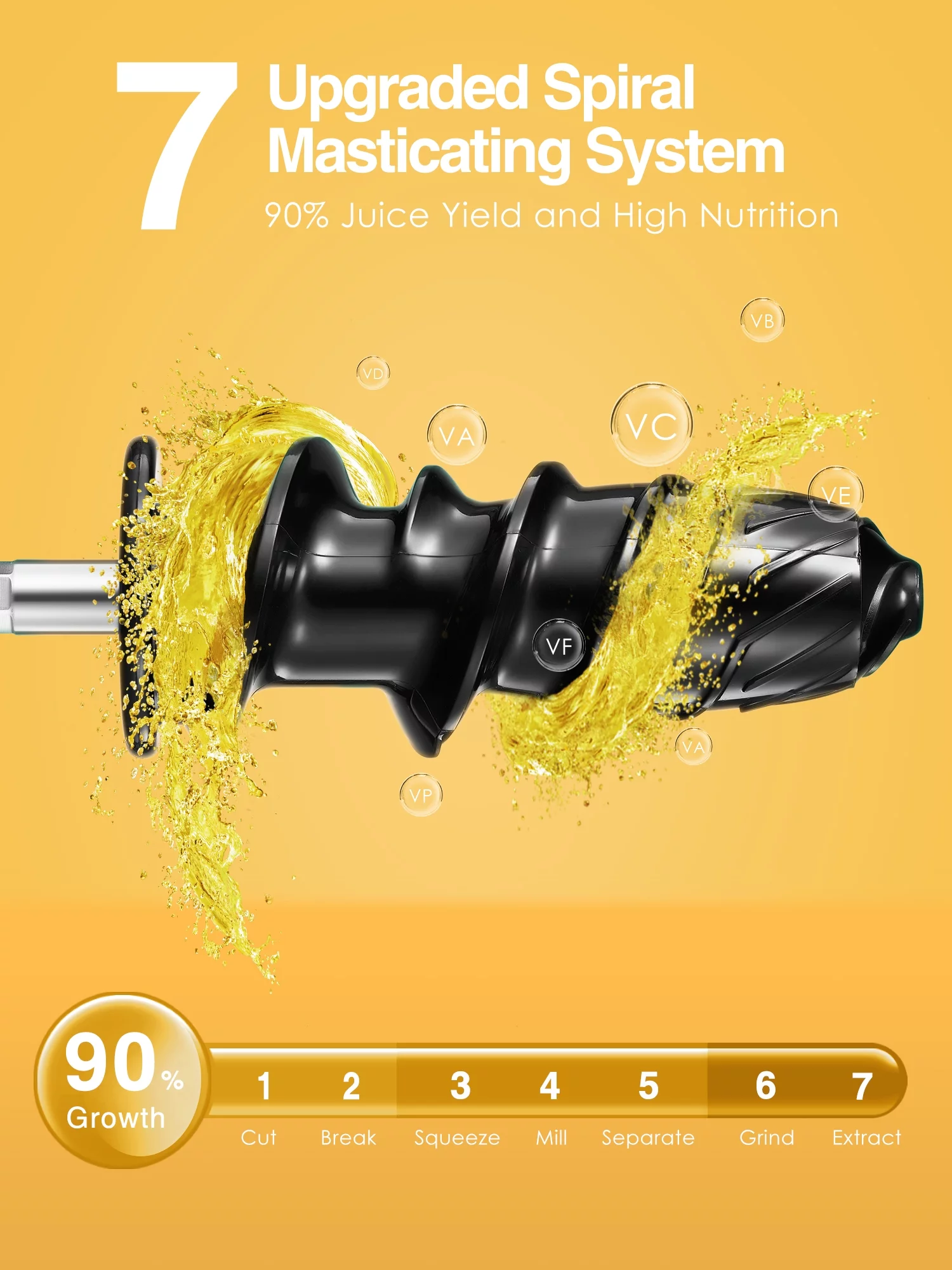 Aicook Slow Masticating Juicer with Quiet Motor, Recipes and Reverse Function, White