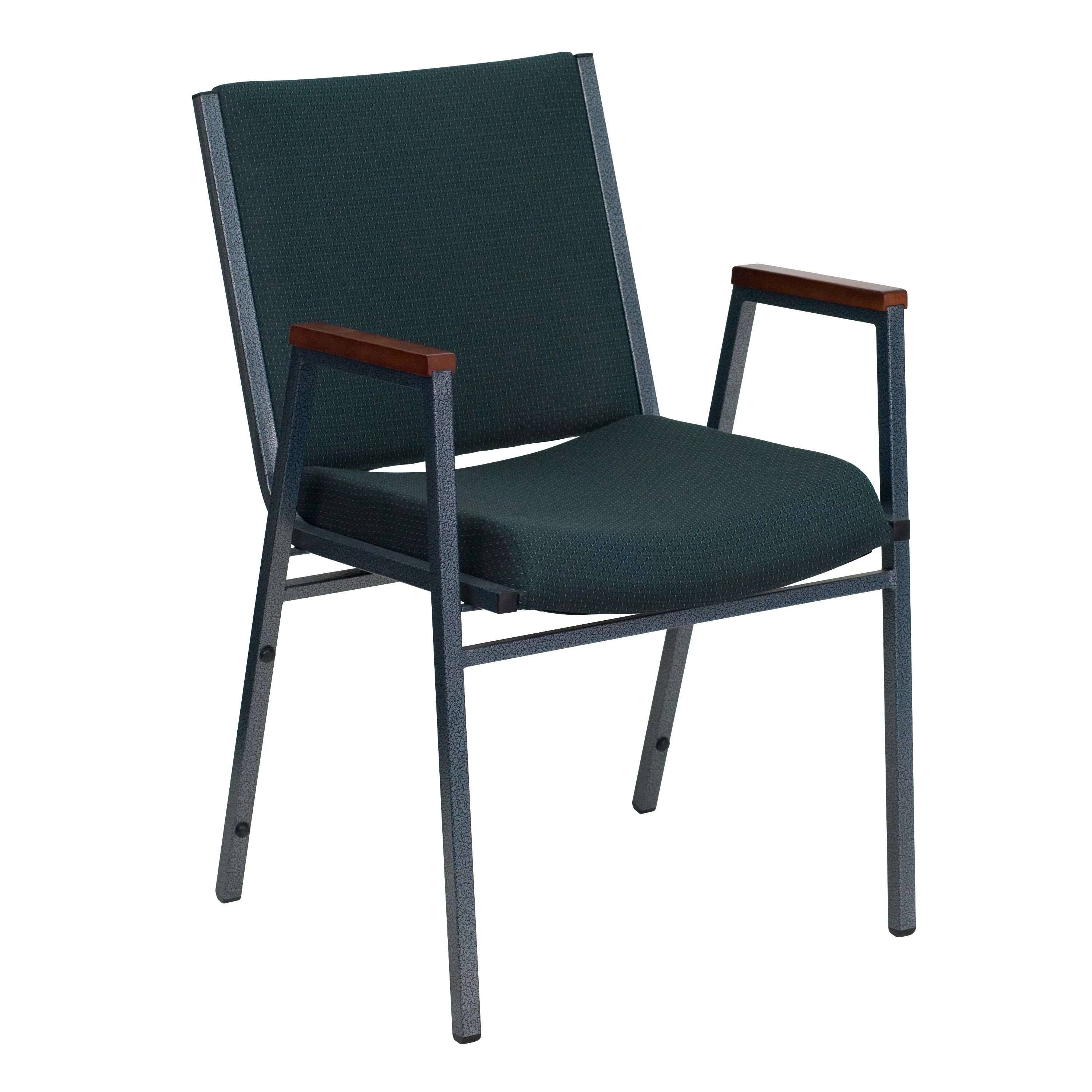 Emma + Oliver Heavy Duty Green Patterned Fabric Stack Chair with Arms