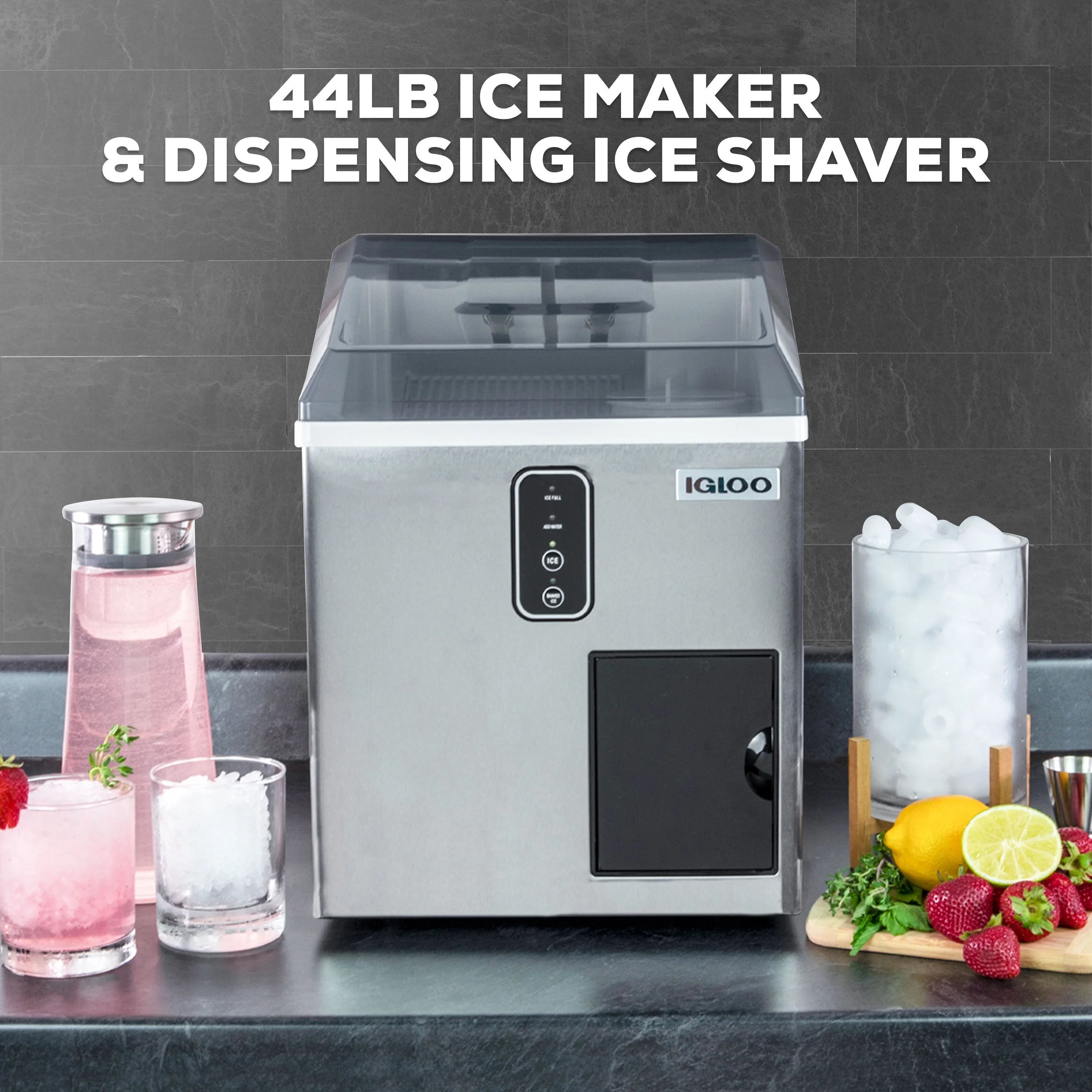 Igloo 2-in-1 Stainless Steel Ice Machine Self Cleaning Ice Dispenser & Shaved Ice Maker