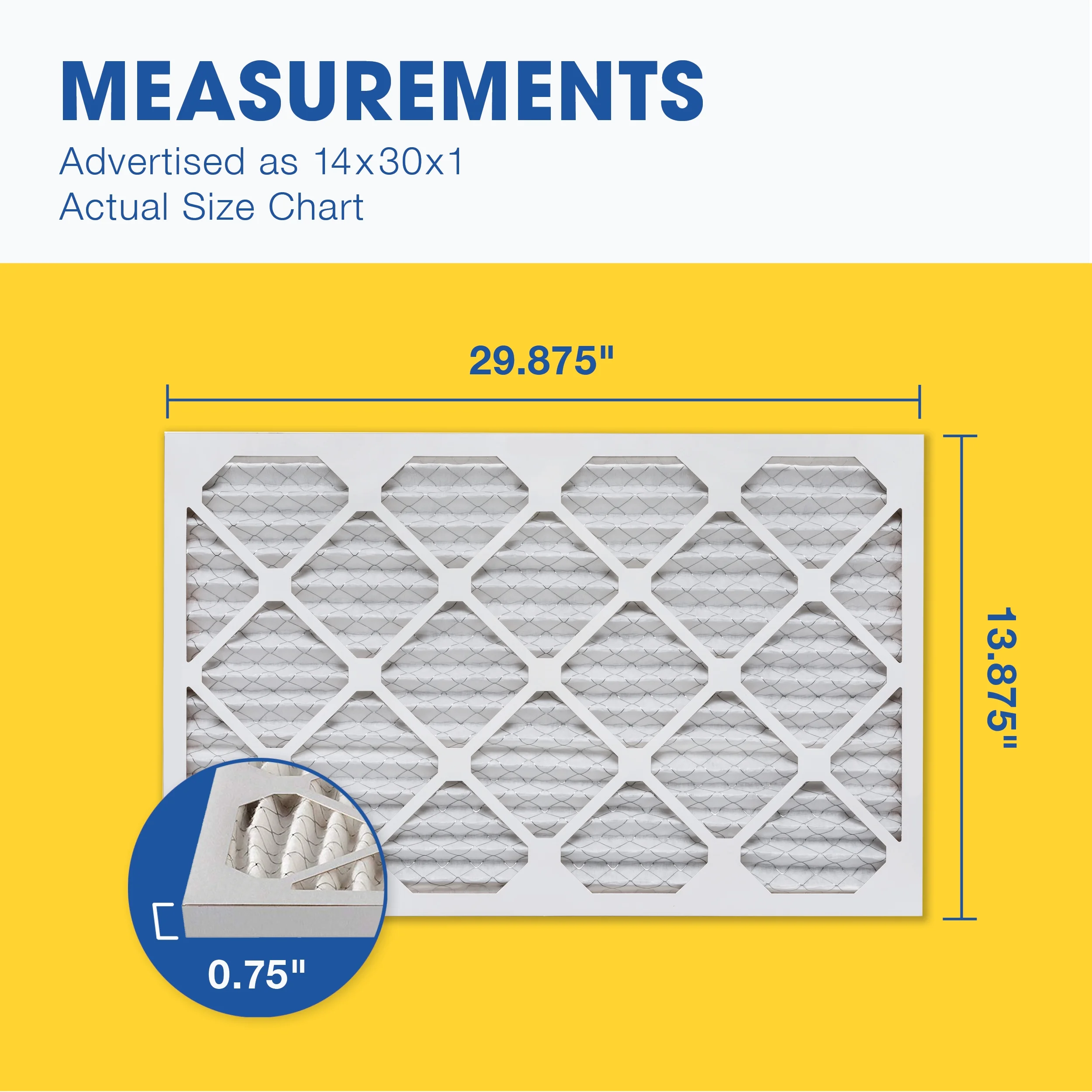Aerostar 14x30x1 MERV 8 Pleated Air Filter, AC Furnace Air Filter, 6 Pack