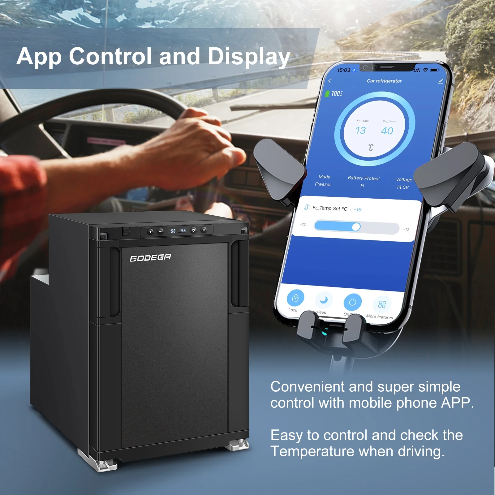 BODEGA Portable Car Refrigerator 45Quart 12 Volt Freezer Dual Zone Car Fridge Electric Cooler for Outdoor Vehicles Camping Travel Home