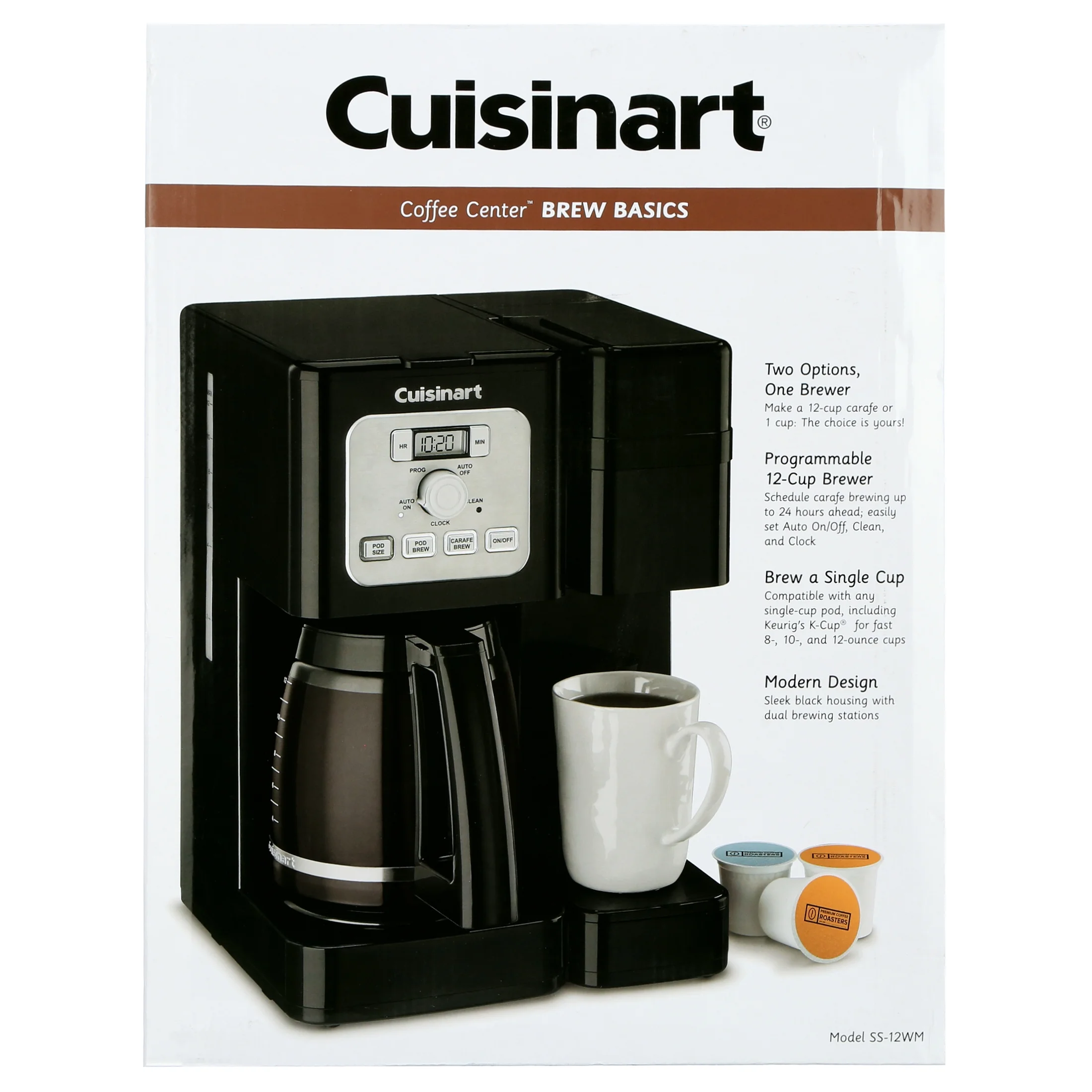 Cuisinart 12 Cup Programmable Single-Serve Brewer, Black, SS-12WM